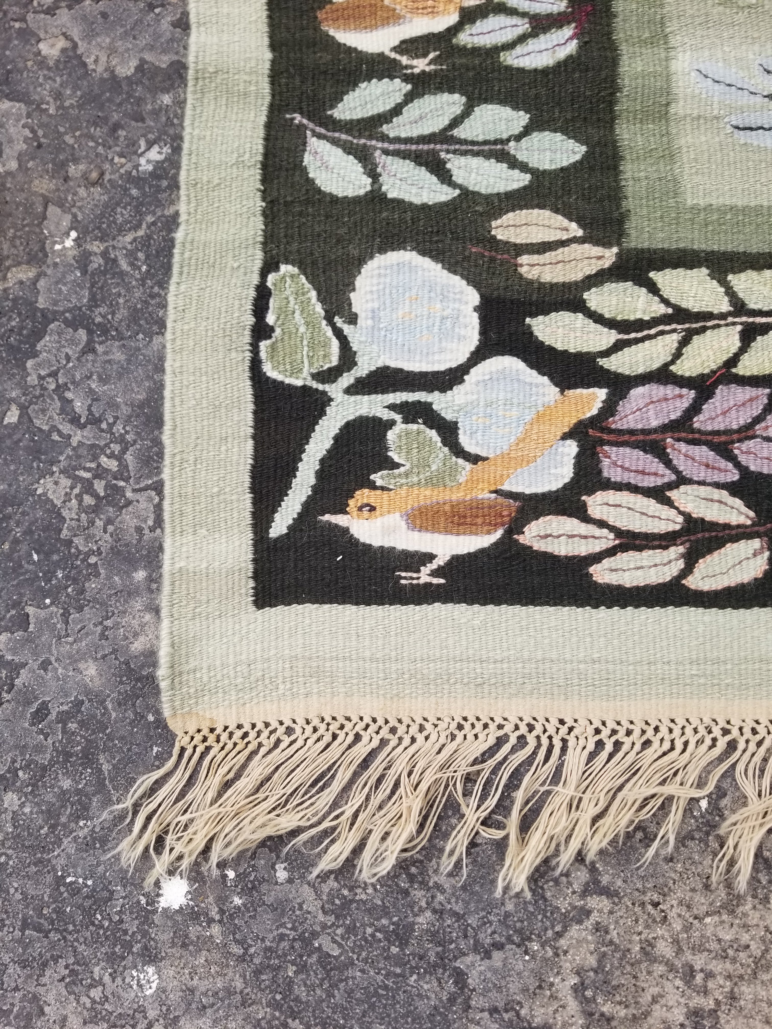 Vintage Handmade Swedish Style Folk Art Wool Multicolor Kilim 180x119cm
