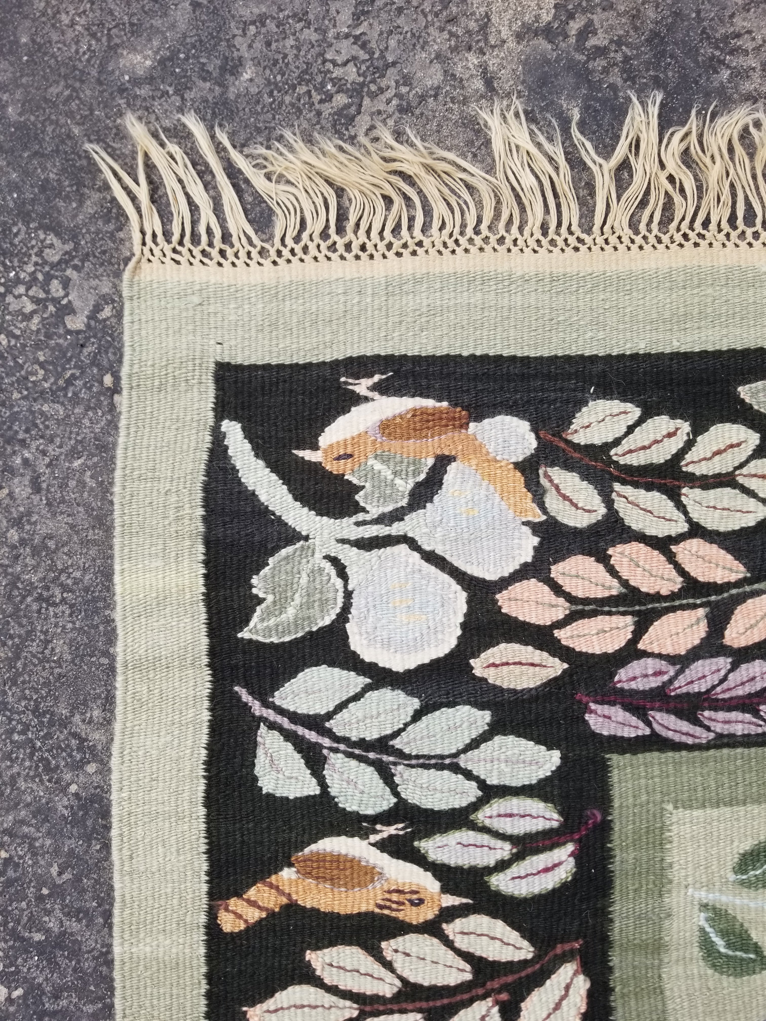 Vintage Handmade Swedish Style Folk Art Wool Multicolor Kilim 180x119cm