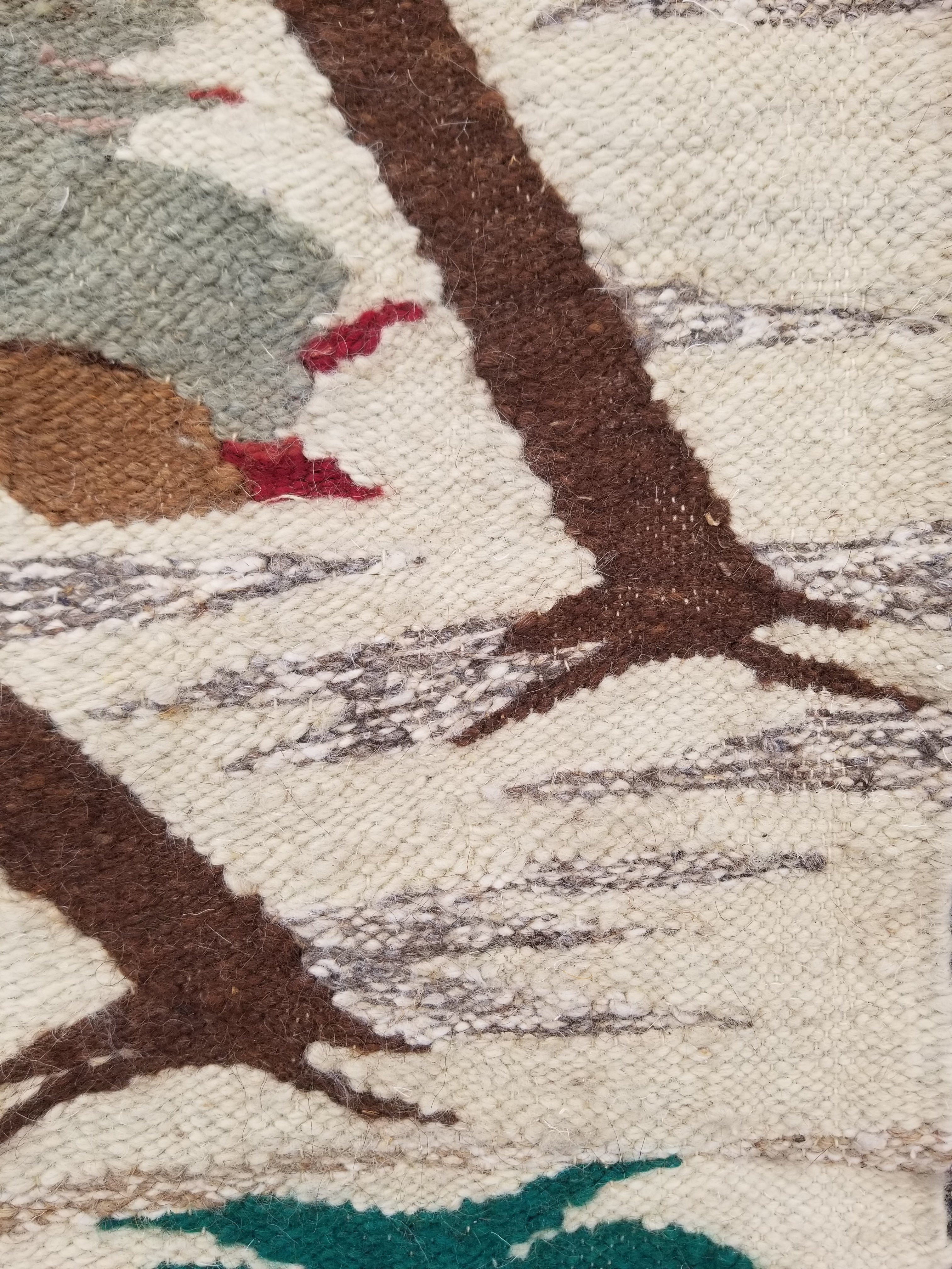 Vintage Egyptian Handmade Desert Oasis or Village Scene Wool Kilim 149x99cm