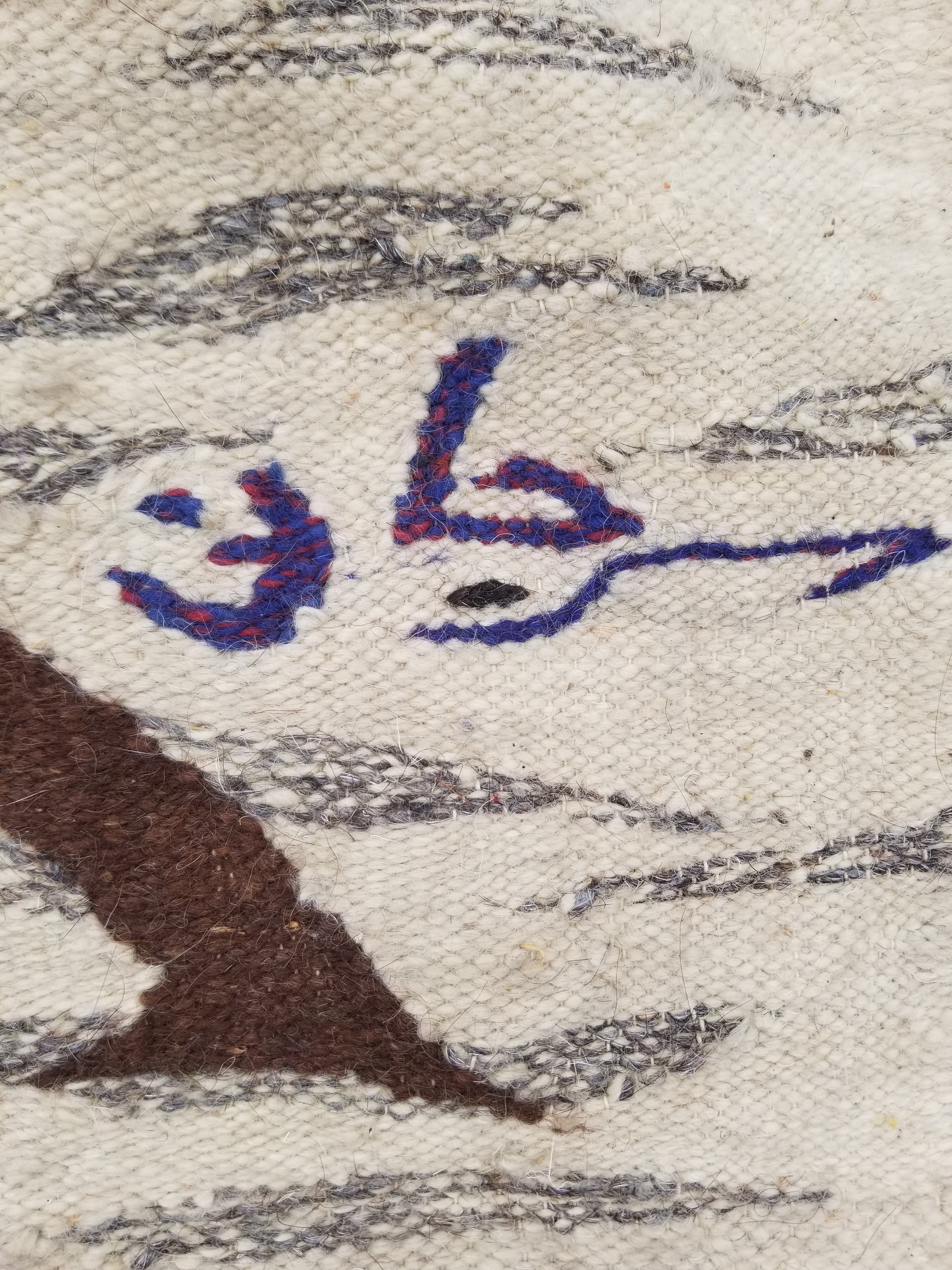 Vintage Egyptian Handmade Desert Oasis or Village Scene Wool Kilim 149x99cm