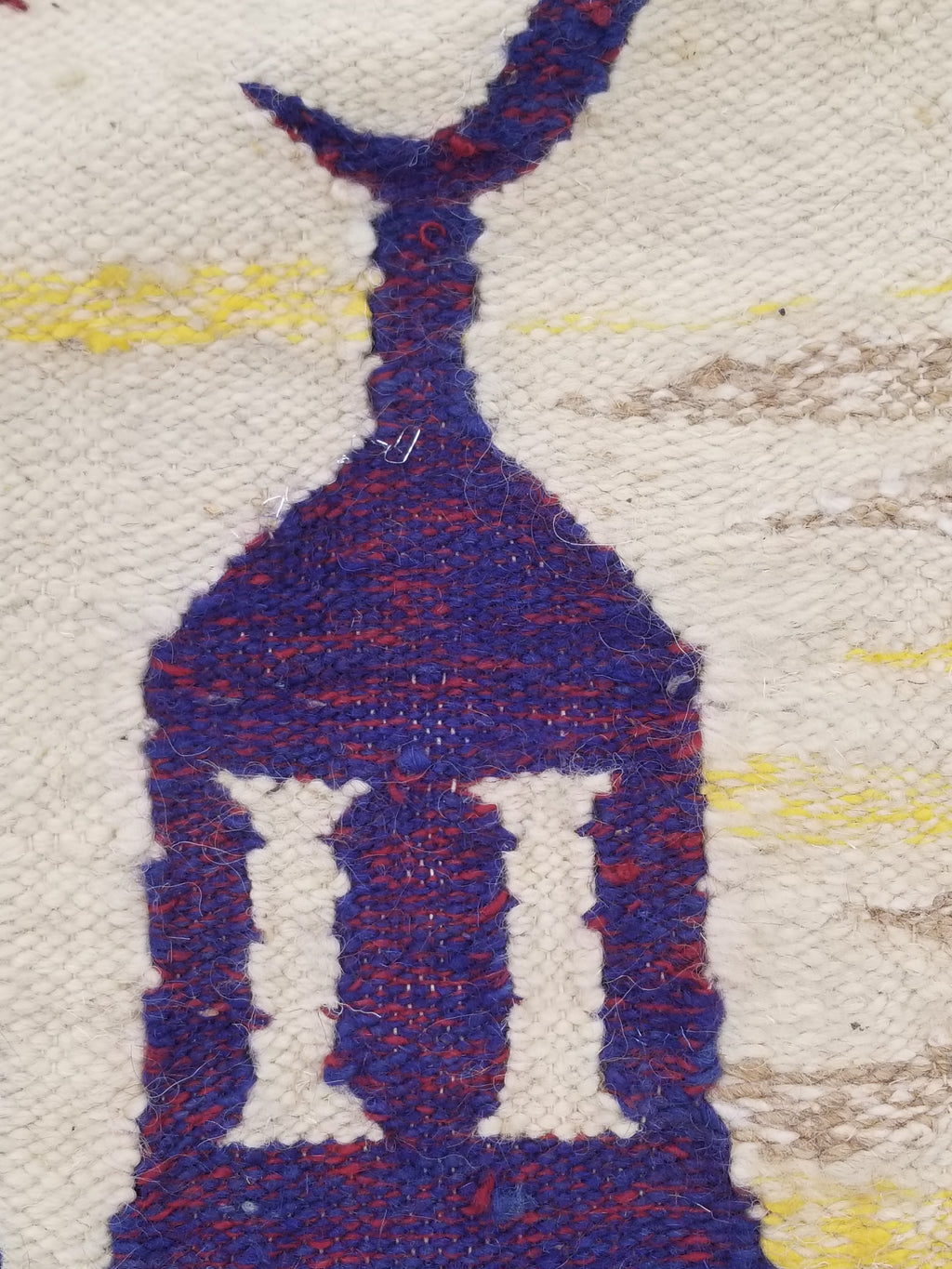 Vintage Egyptian Handmade Desert Oasis or Village Scene Wool Kilim 149x99cm