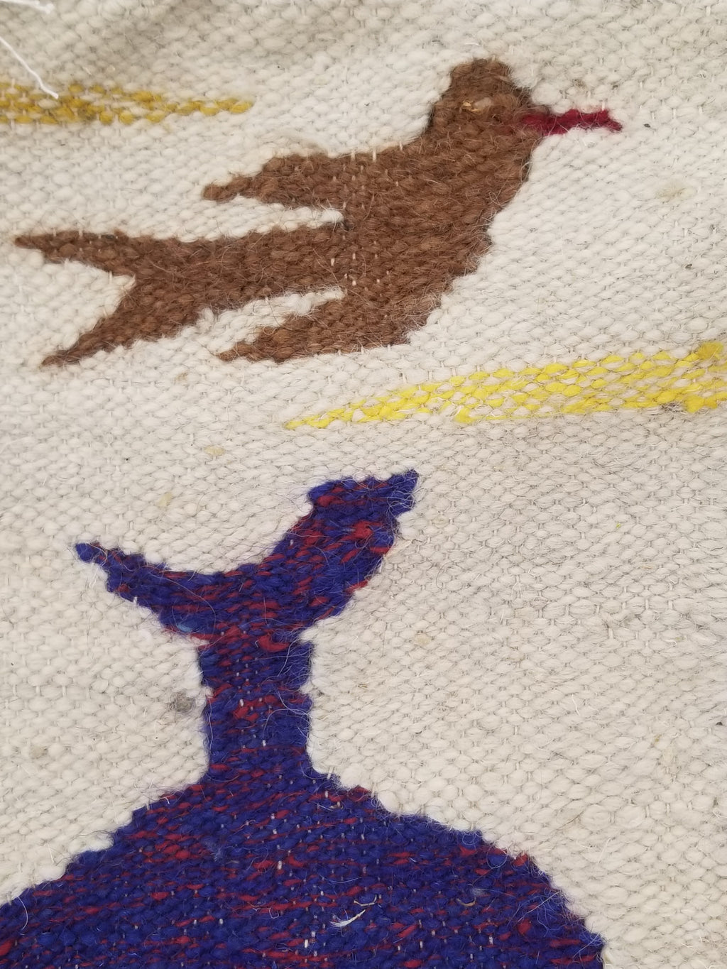 Vintage Egyptian Handmade Desert Oasis or Village Scene Wool Kilim 149x99cm