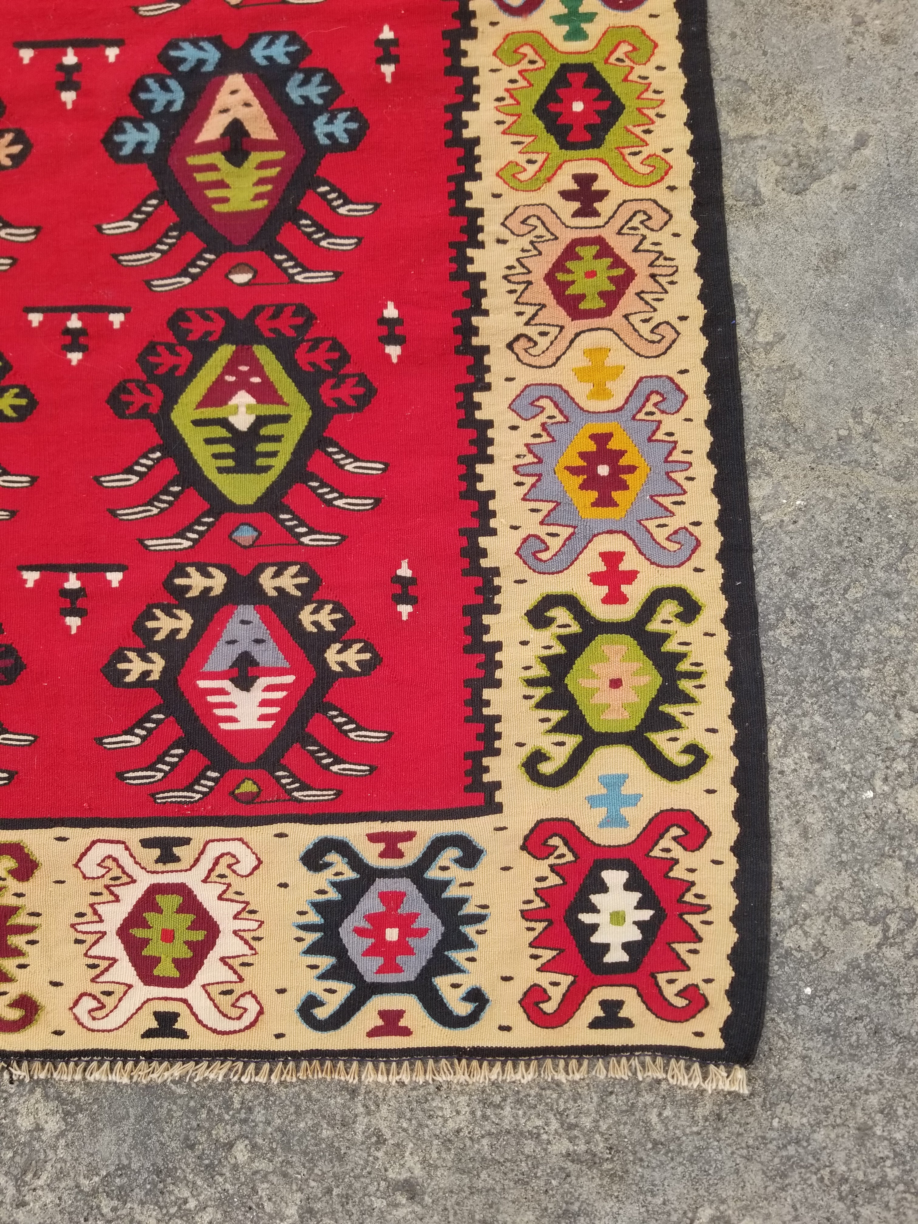 Vintage Traditional Handmade Turkish Wool Multicolor Kilim Runner 266x101cm
