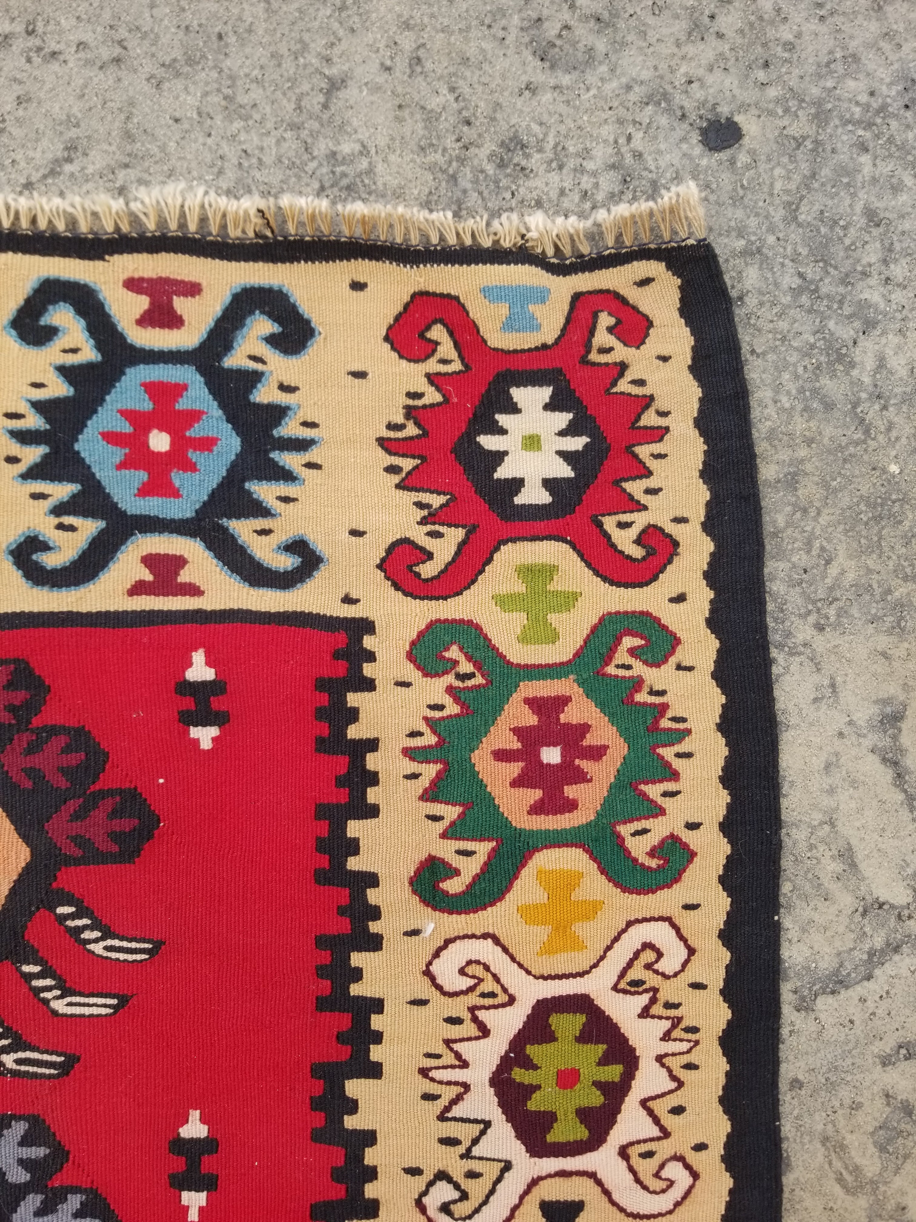 Vintage Traditional Handmade Turkish Wool Multicolor Kilim Runner 266x101cm