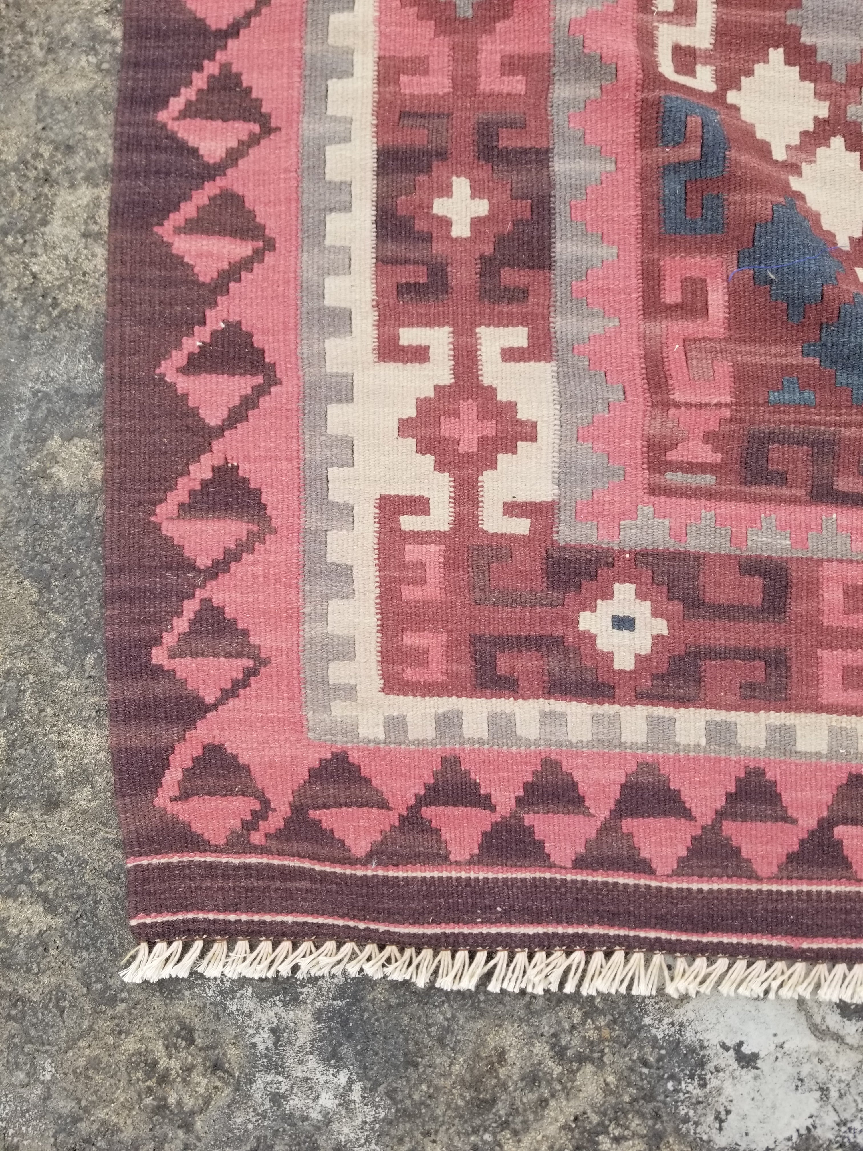 Vintage Traditional Handmade Turkish Wool Multicolor Kilim 68x49in