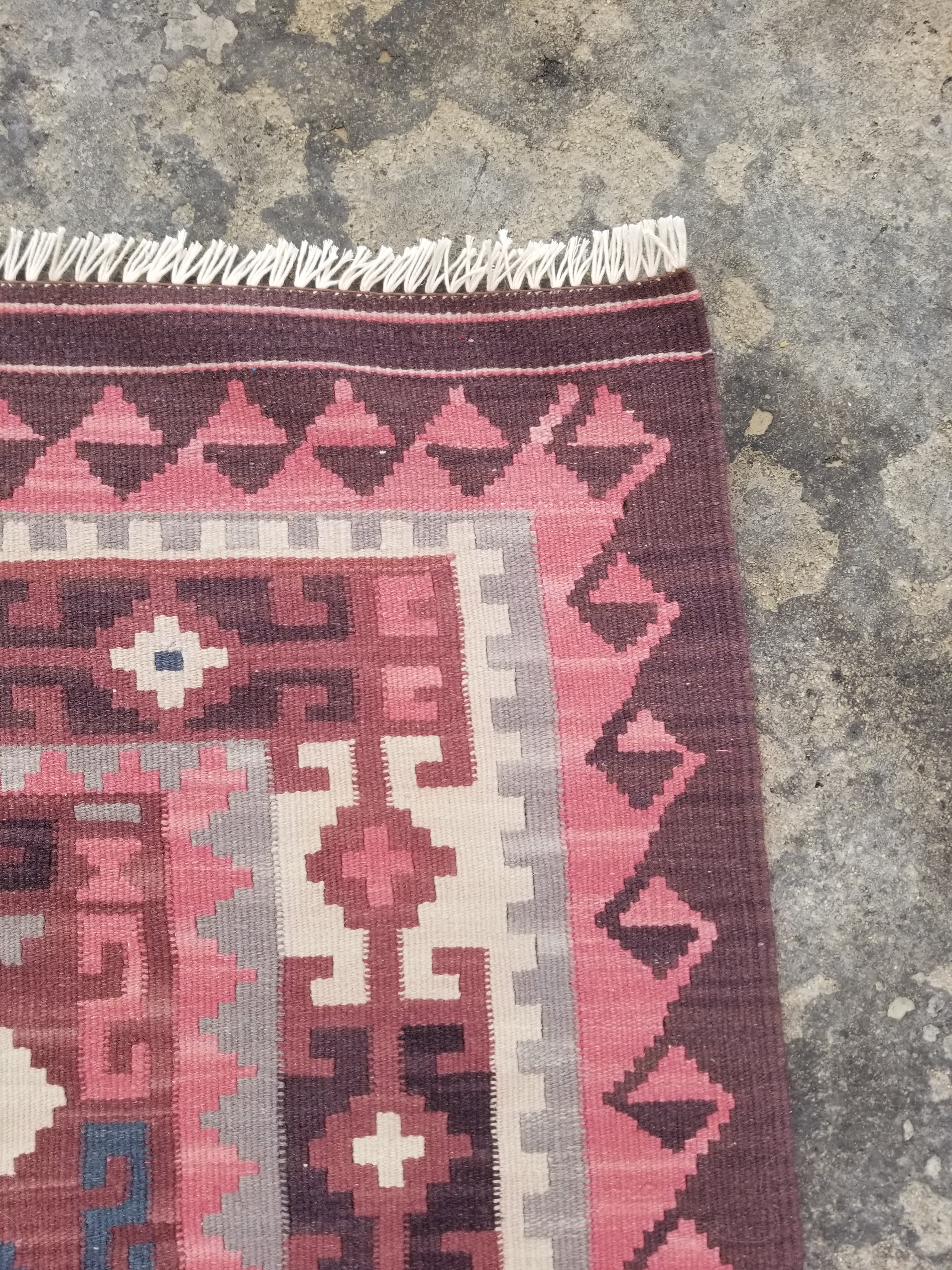 Vintage Traditional Handmade Turkish Wool Multicolor Kilim 68x49in