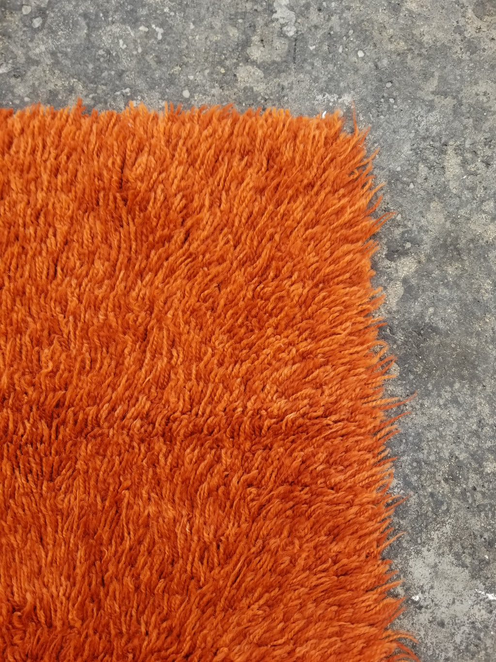Vintage Traditional Handmade Swedish Wool Orange Rya Rug 112x76cm