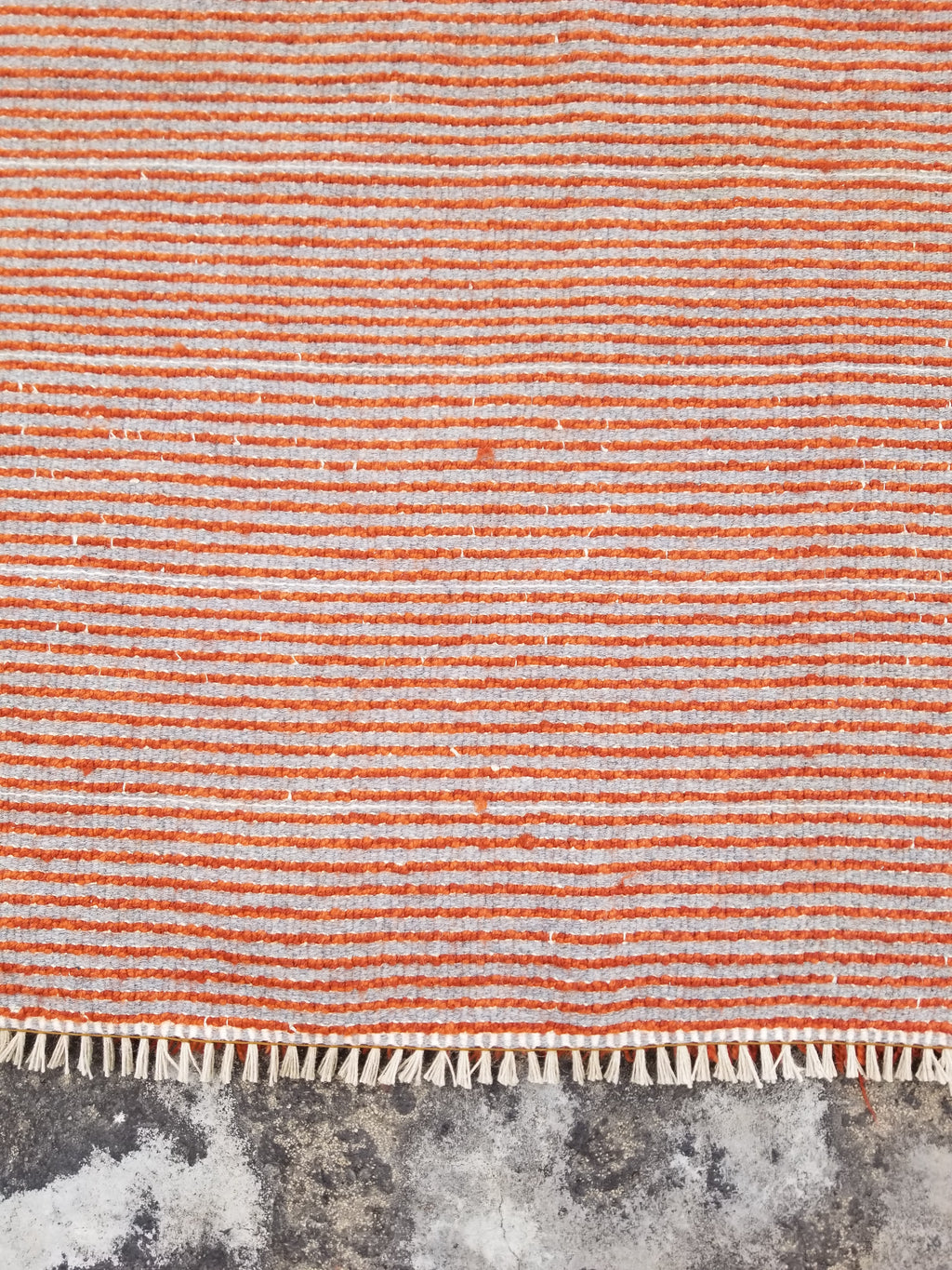 Vintage Traditional Handmade Swedish Wool Orange Rya Rug 112x76cm