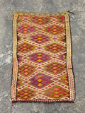Antique Traditional Handmade Tribal Oriental Wool Multicolor Kilim 114x76cm