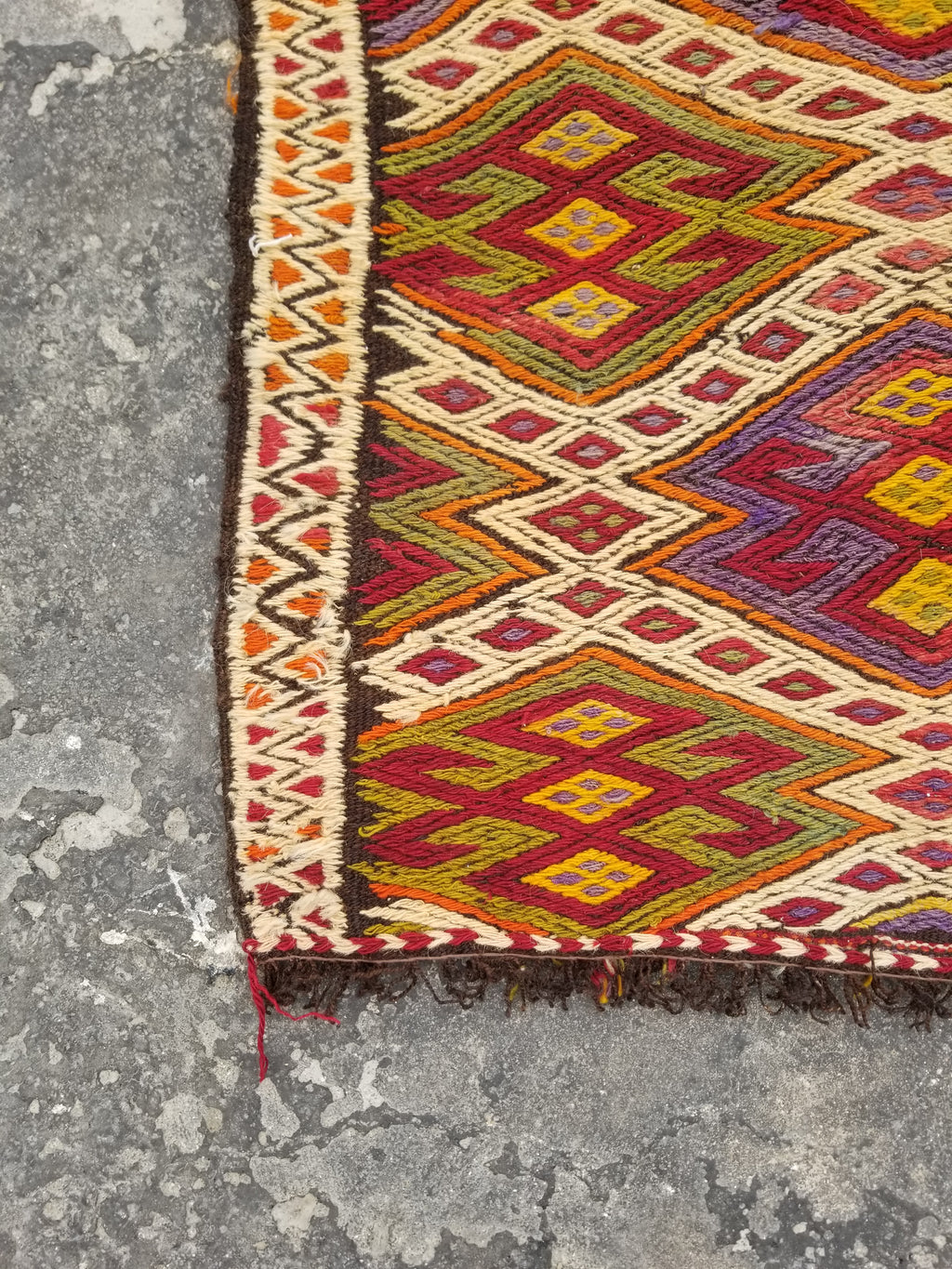 Antique Traditional Handmade Tribal Oriental Wool Multicolor Kilim 114x76cm
