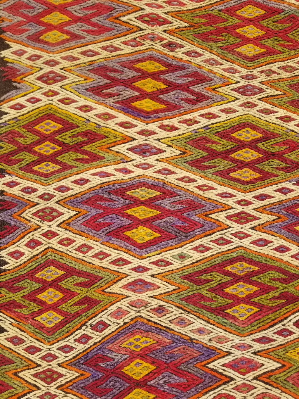 Antique Traditional Handmade Tribal Oriental Wool Multicolor Kilim 114x76cm