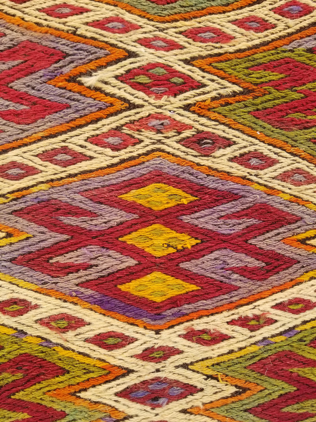 Antique Traditional Handmade Tribal Oriental Wool Multicolor Kilim 114x76cm