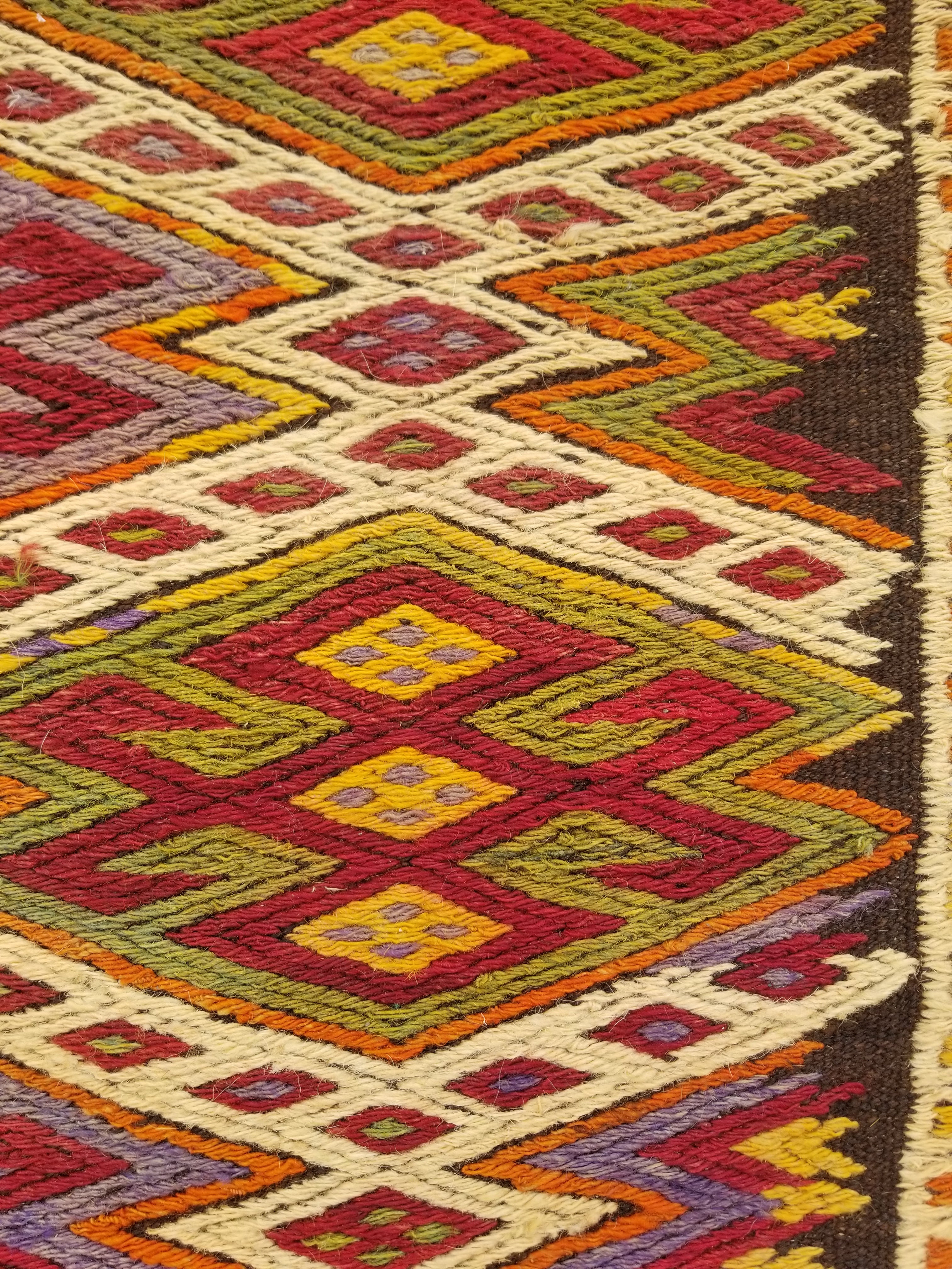 Antique Traditional Handmade Tribal Oriental Wool Multicolor Kilim 114x76cm