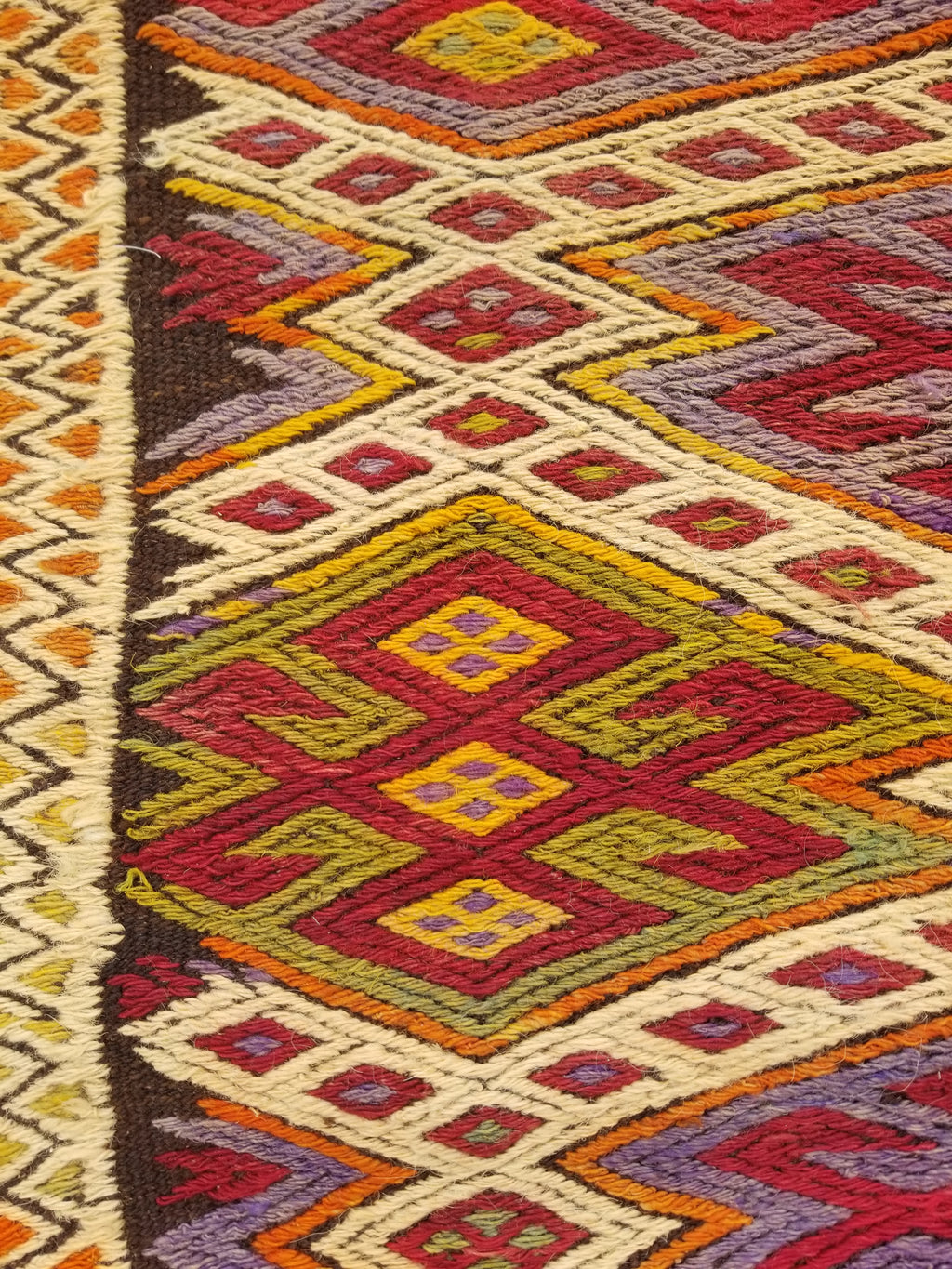 Antique Traditional Handmade Tribal Oriental Wool Multicolor Kilim 114x76cm