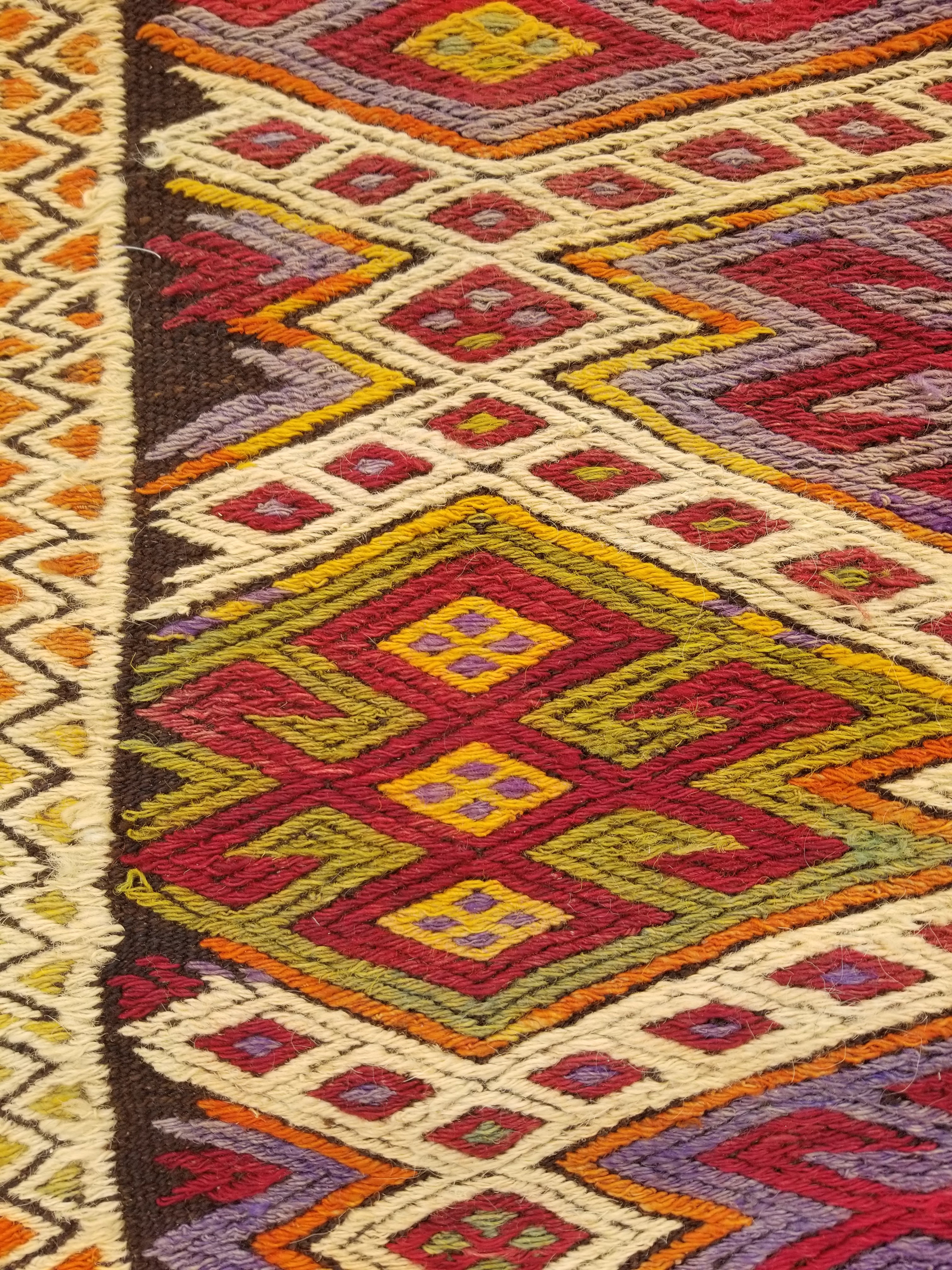 Antique Traditional Handmade Tribal Oriental Wool Multicolor Kilim 114x76cm