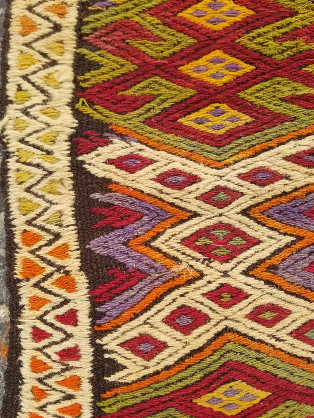 Antique Traditional Handmade Tribal Oriental Wool Multicolor Kilim 114x76cm