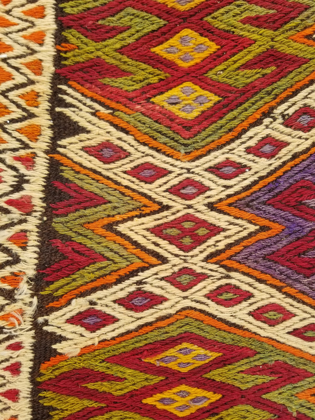 Antique Traditional Handmade Tribal Oriental Wool Multicolor Kilim 114x76cm