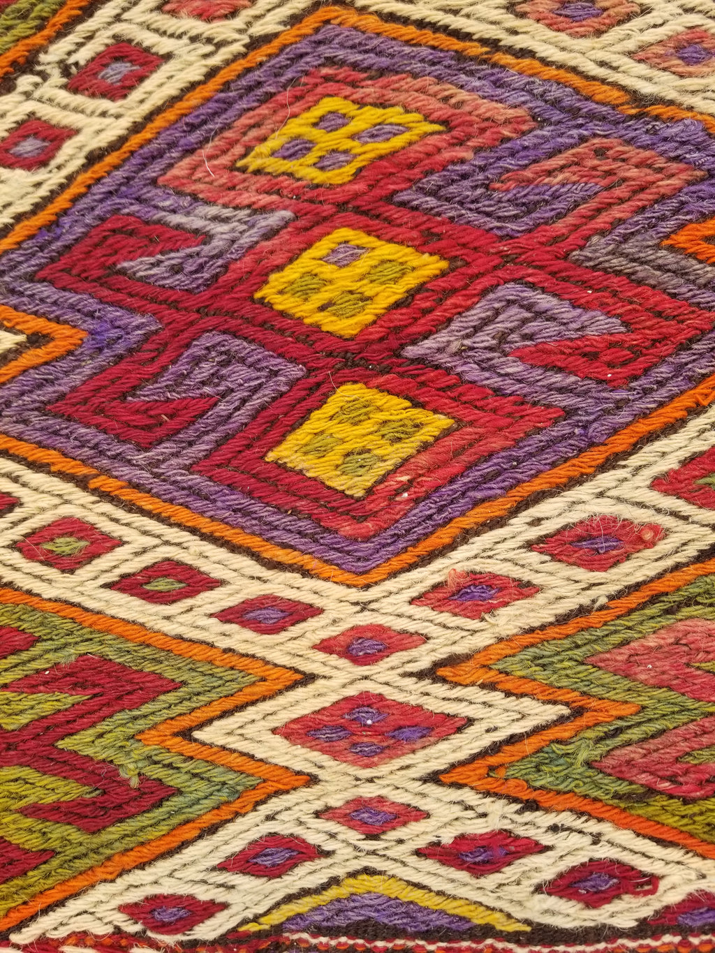 Antique Traditional Handmade Tribal Oriental Wool Multicolor Kilim 114x76cm
