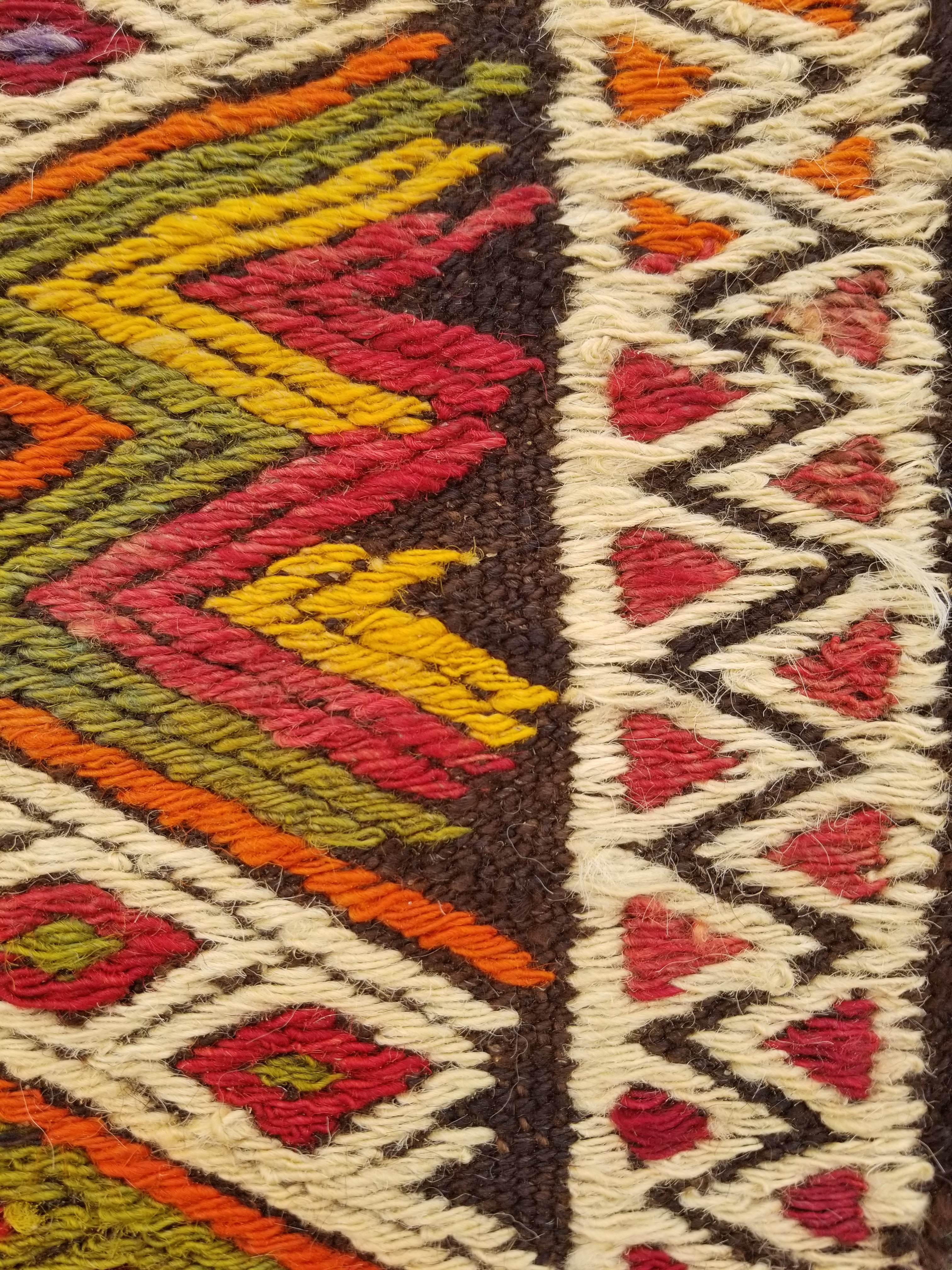 Antique Traditional Handmade Tribal Oriental Wool Multicolor Kilim 114x76cm