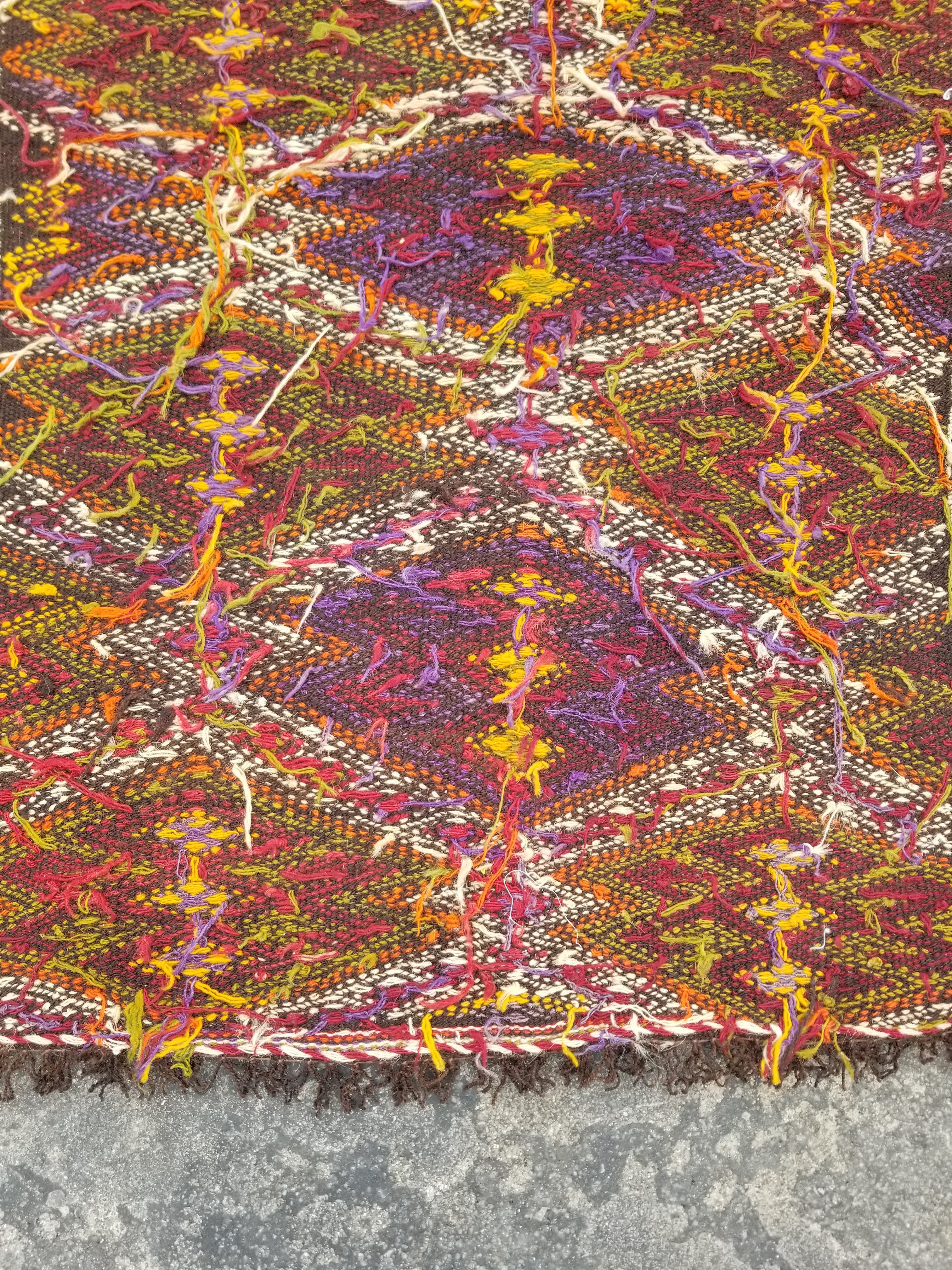 Antique Traditional Handmade Tribal Oriental Wool Multicolor Kilim 114x76cm