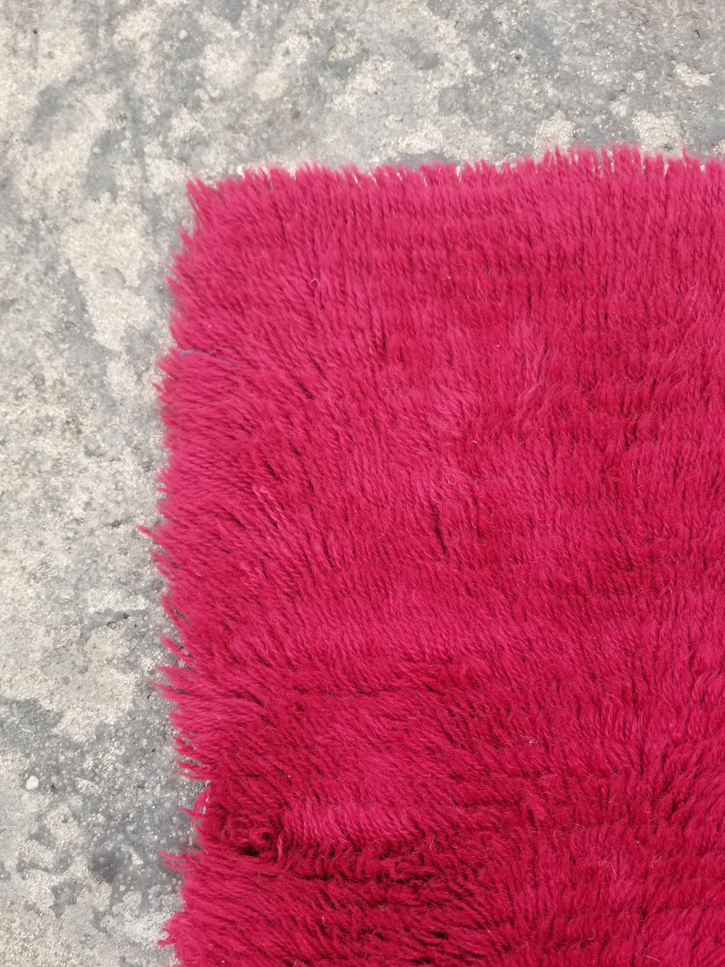 Vintage Traditional Handmade Scandinavian Wool Red Rya Rug 89x58cm
