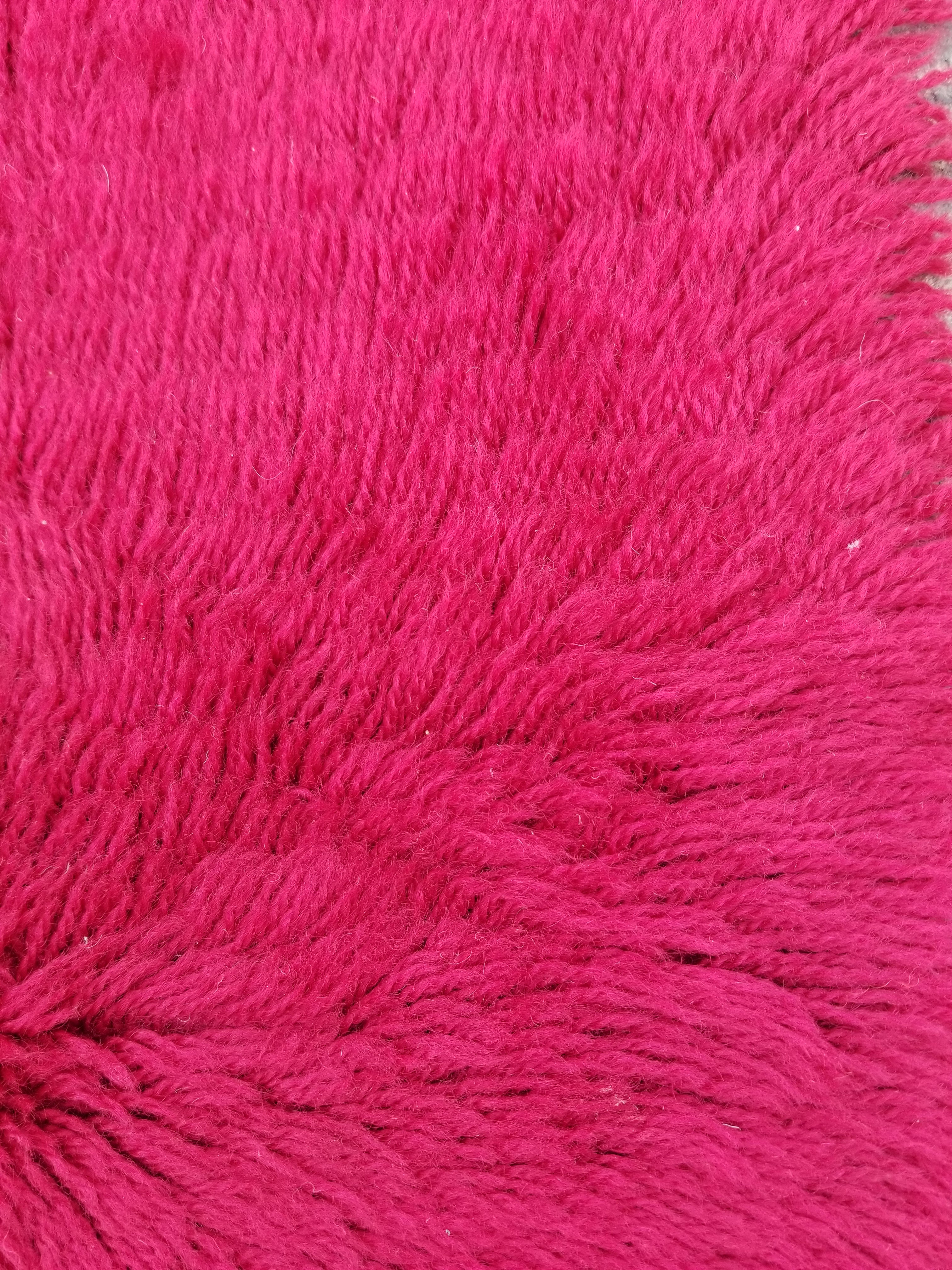 Vintage Traditional Handmade Scandinavian Wool Red Rya Rug 89x58cm