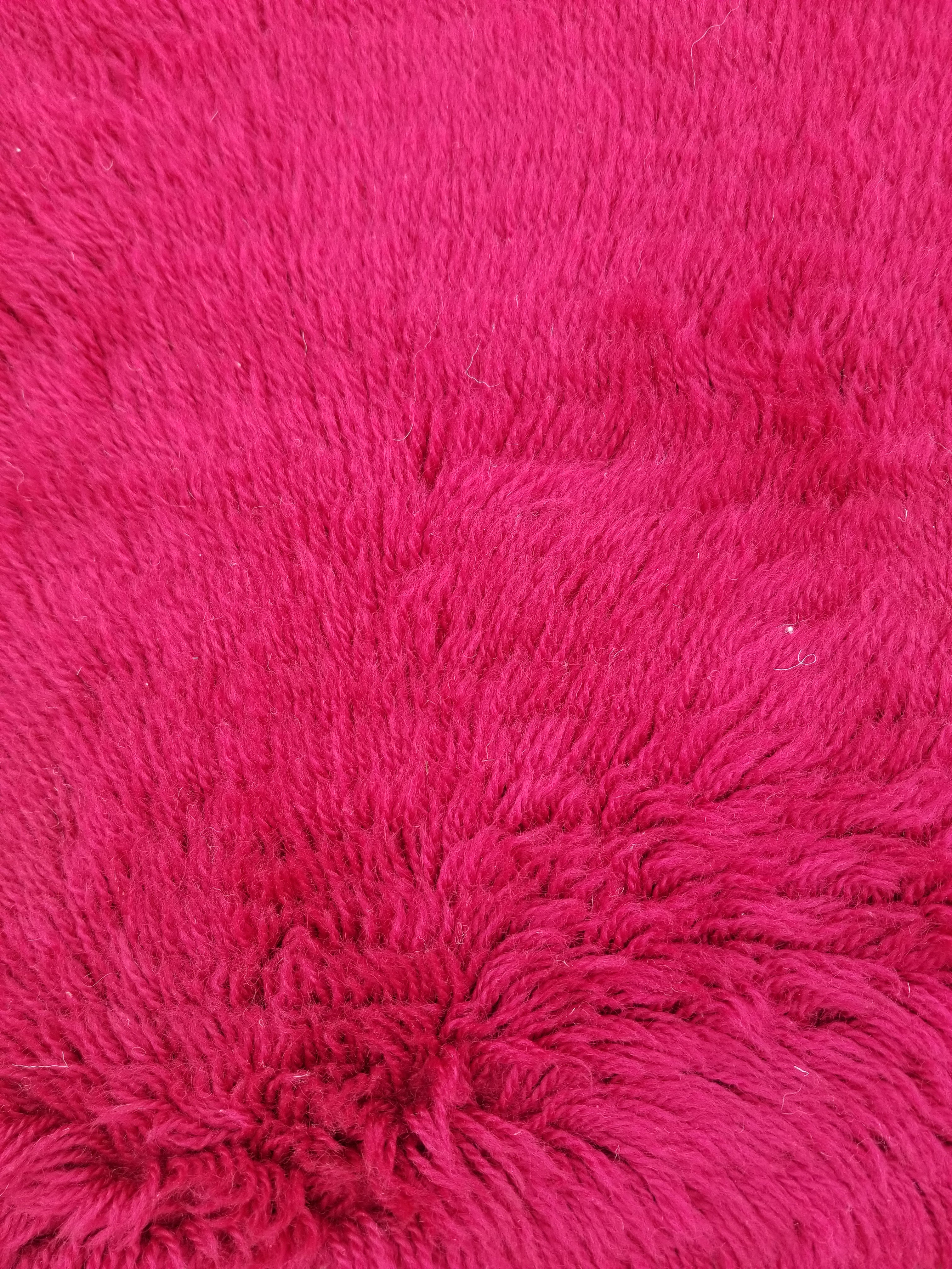 Vintage Traditional Handmade Scandinavian Wool Red Rya Rug 89x58cm