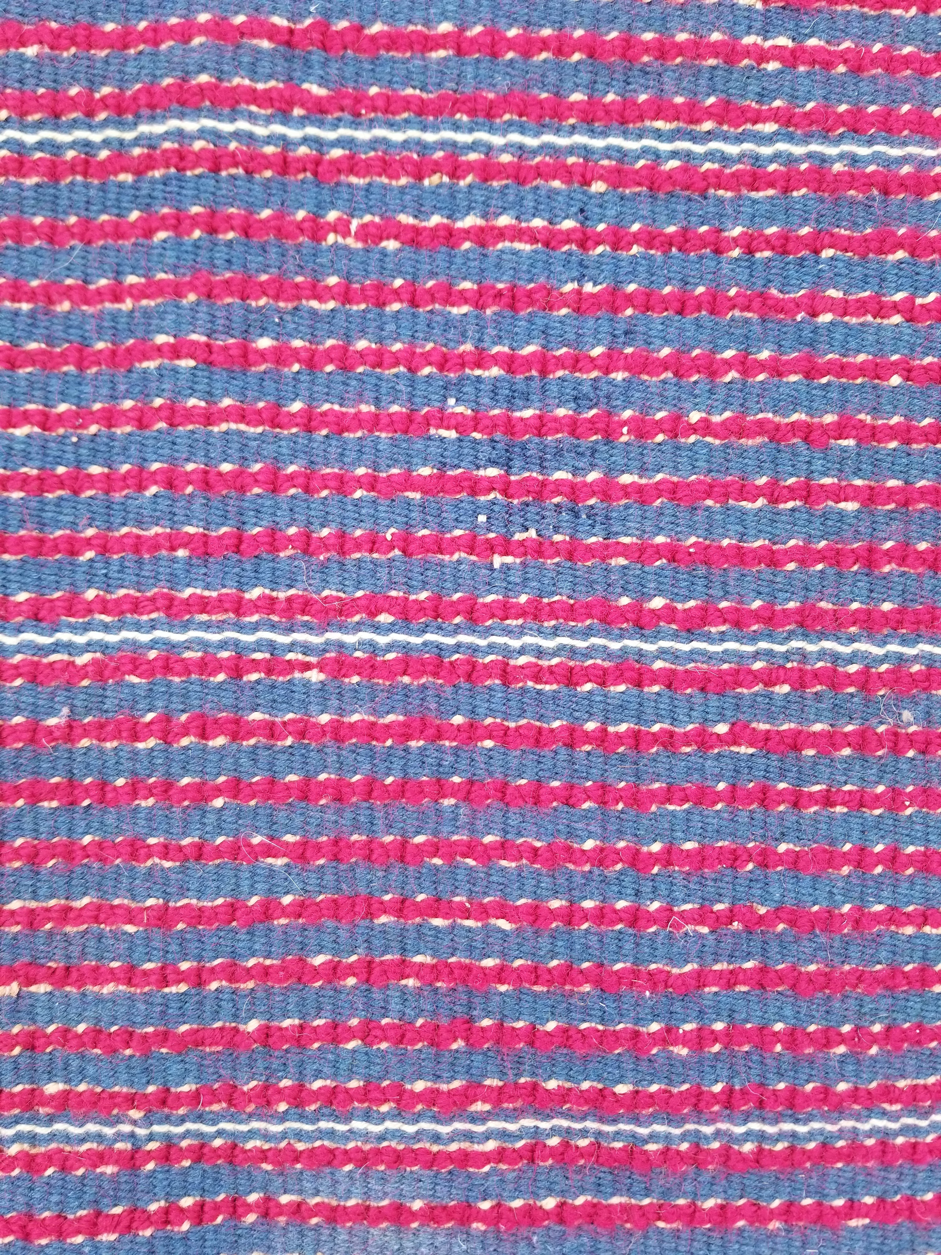 Vintage Traditional Handmade Scandinavian Wool Red Rya Rug 89x58cm