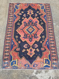 Antique Traditional Handmade Caucasian Wool Multicolor Kilim 198x132cm