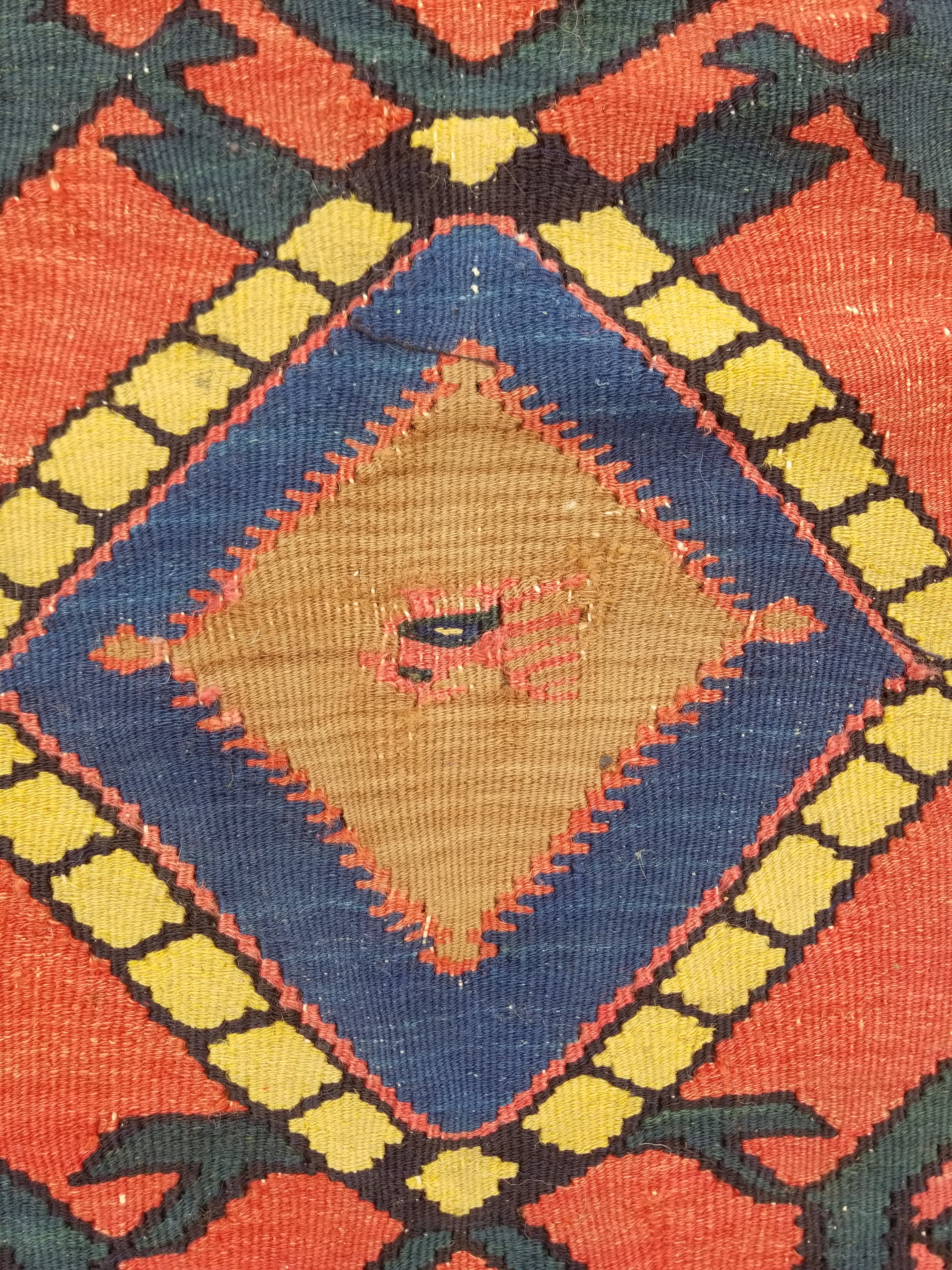 Antique Traditional Handmade Caucasian Wool Multicolor Kilim 198x132cm