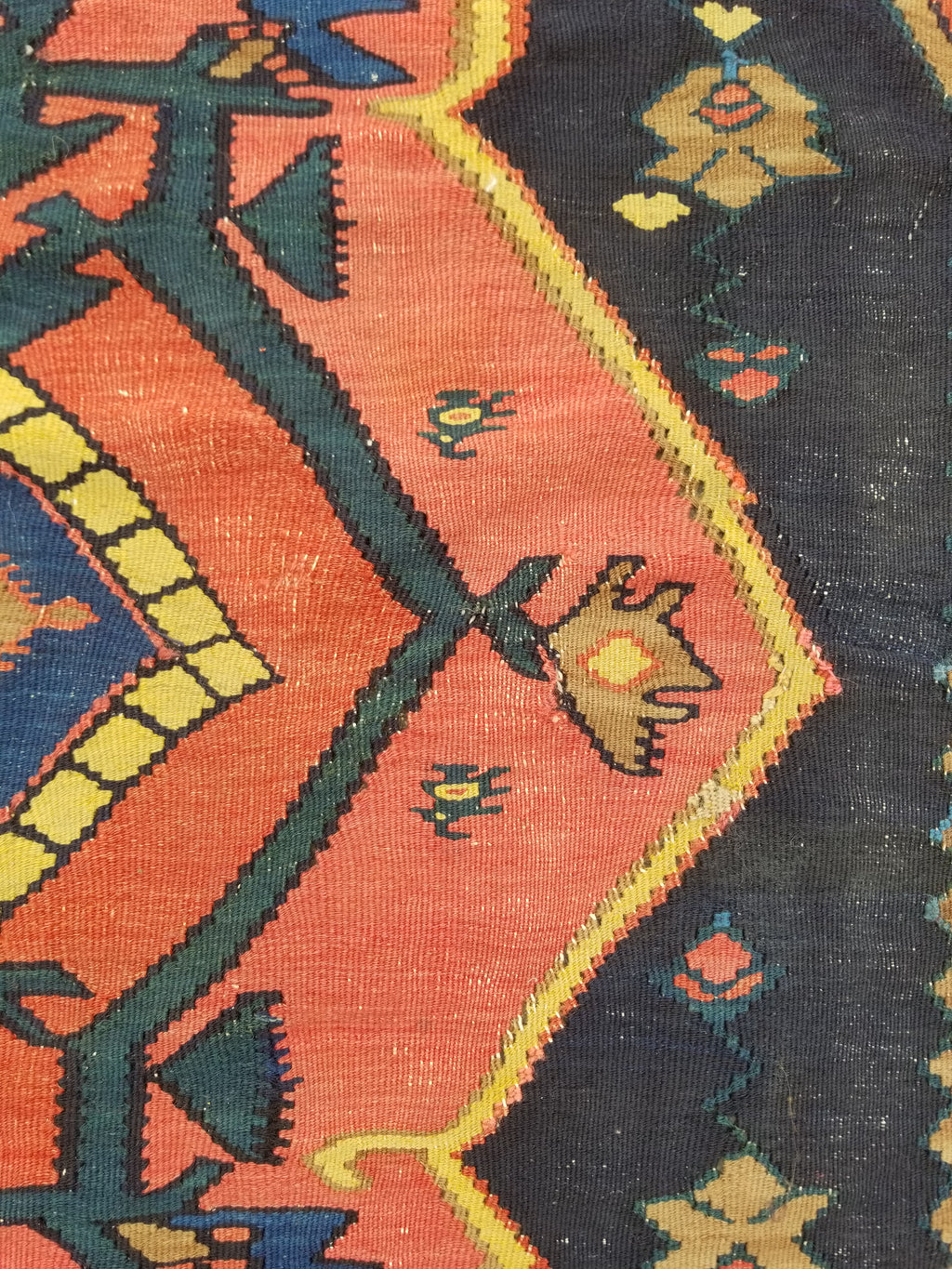 Antique Traditional Handmade Caucasian Wool Multicolor Kilim 198x132cm