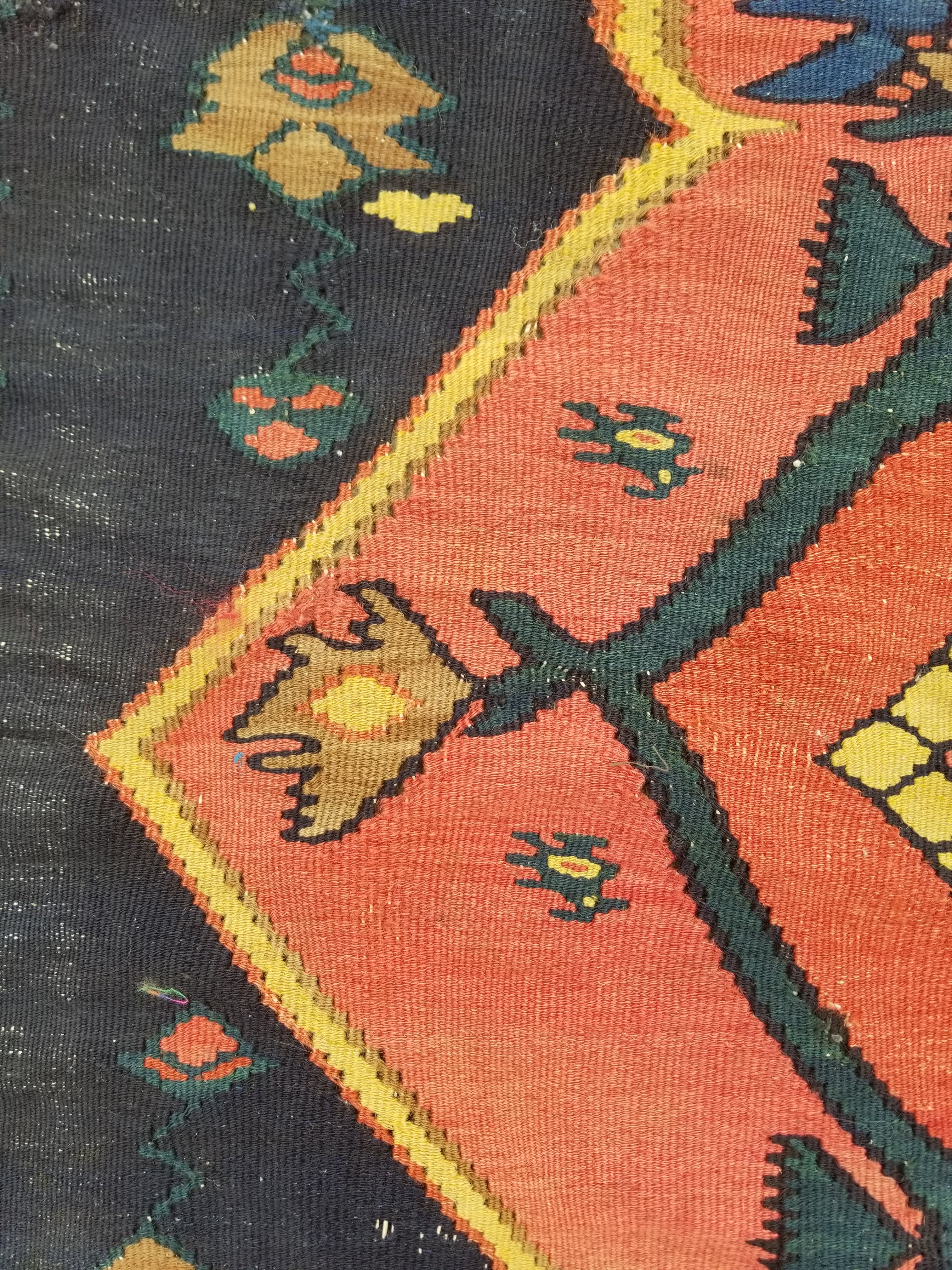 Antique Traditional Handmade Caucasian Wool Multicolor Kilim 198x132cm