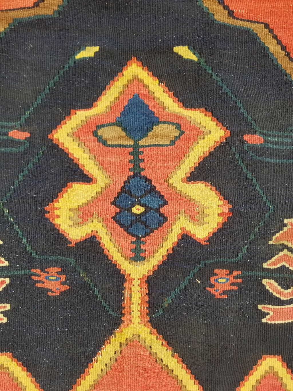 Antique Traditional Handmade Caucasian Wool Multicolor Kilim 198x132cm