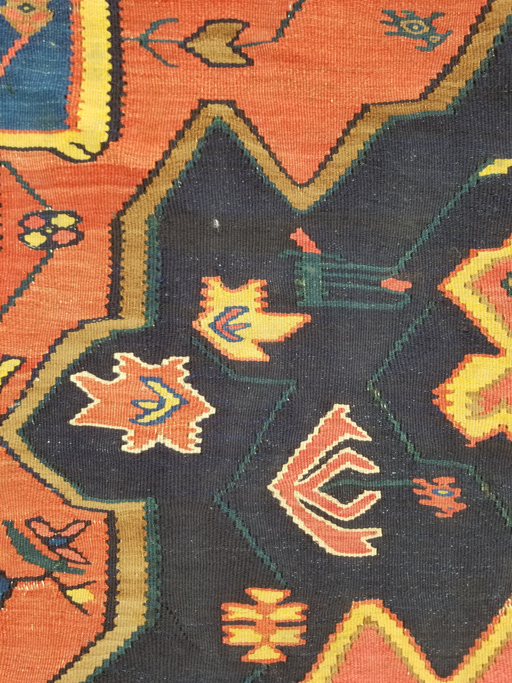 Antique Traditional Handmade Caucasian Wool Multicolor Kilim 198x132cm