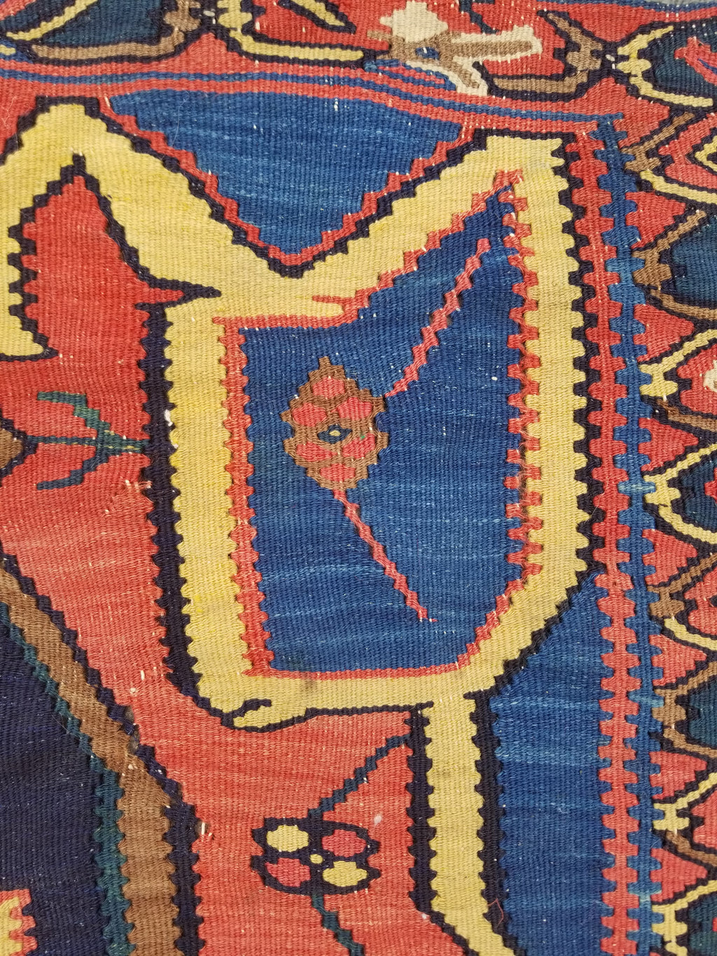 Antique Traditional Handmade Caucasian Wool Multicolor Kilim 198x132cm