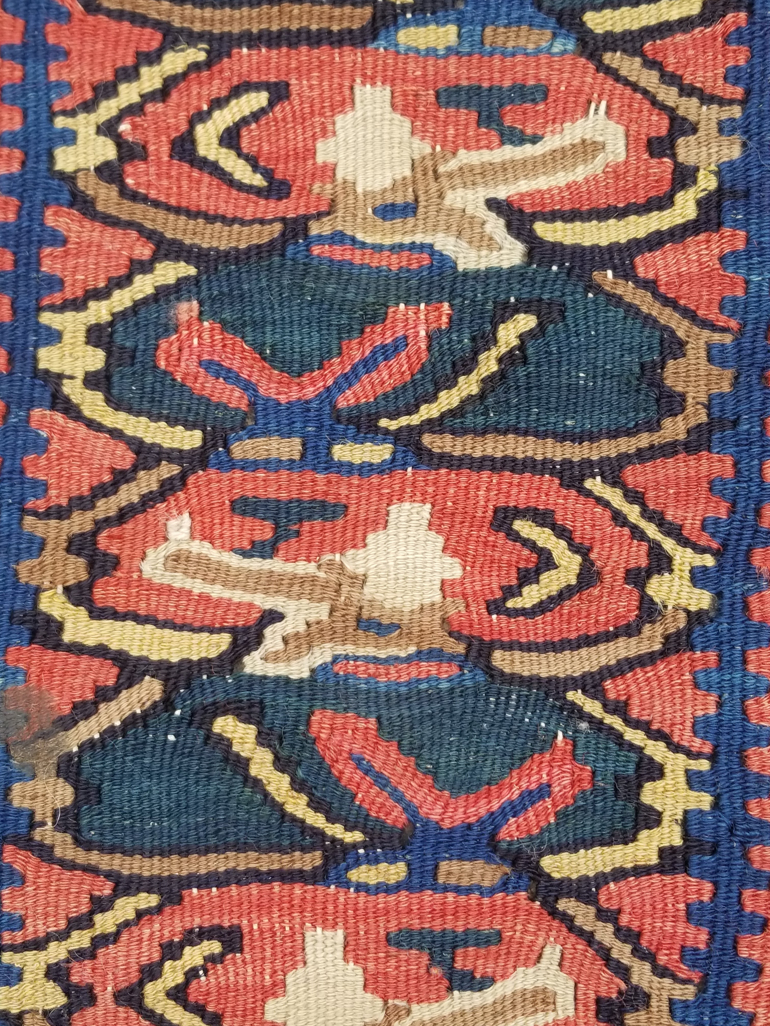 Antique Traditional Handmade Caucasian Wool Multicolor Kilim 198x132cm