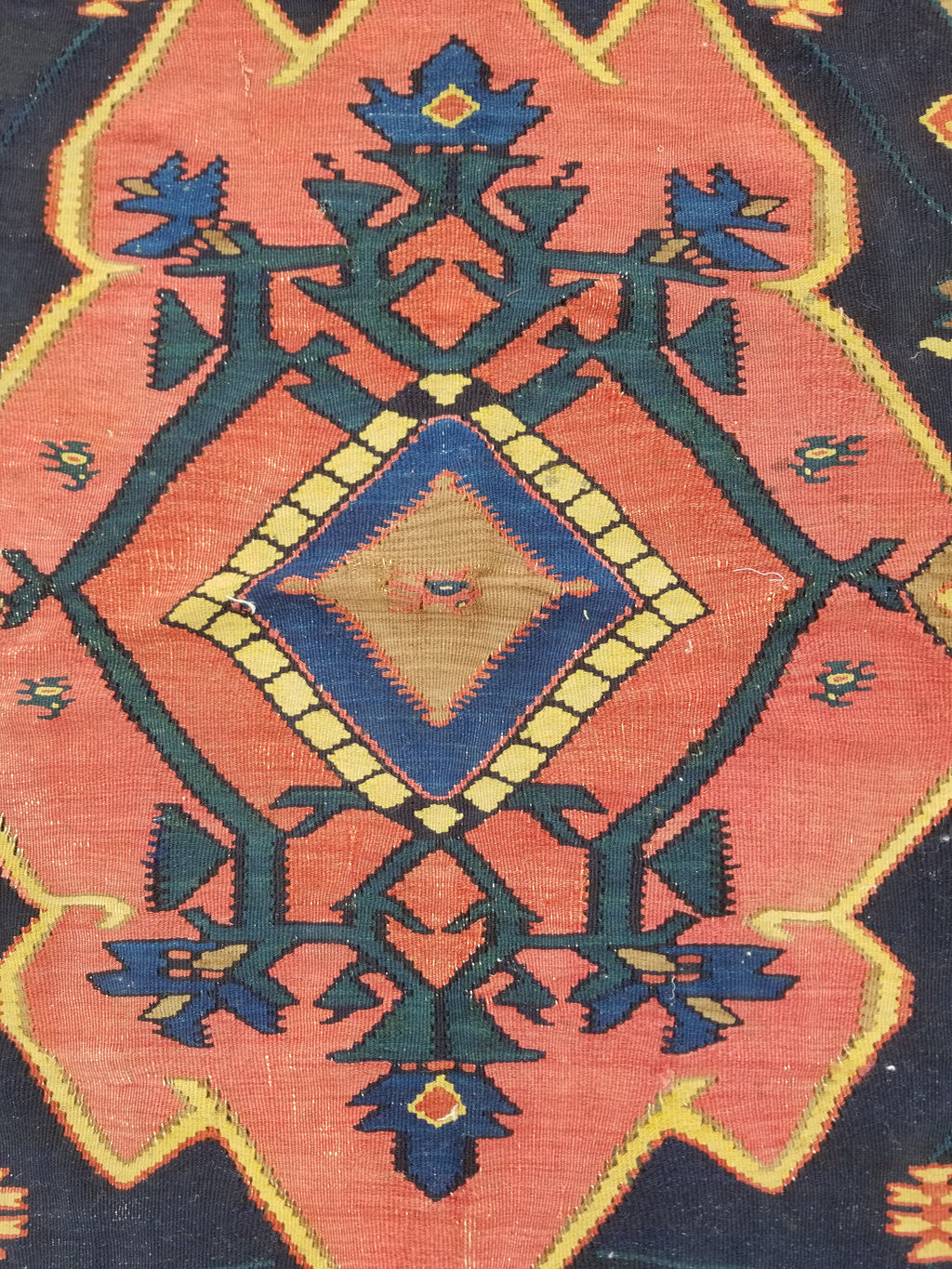 Antique Traditional Handmade Caucasian Wool Multicolor Kilim 198x132cm