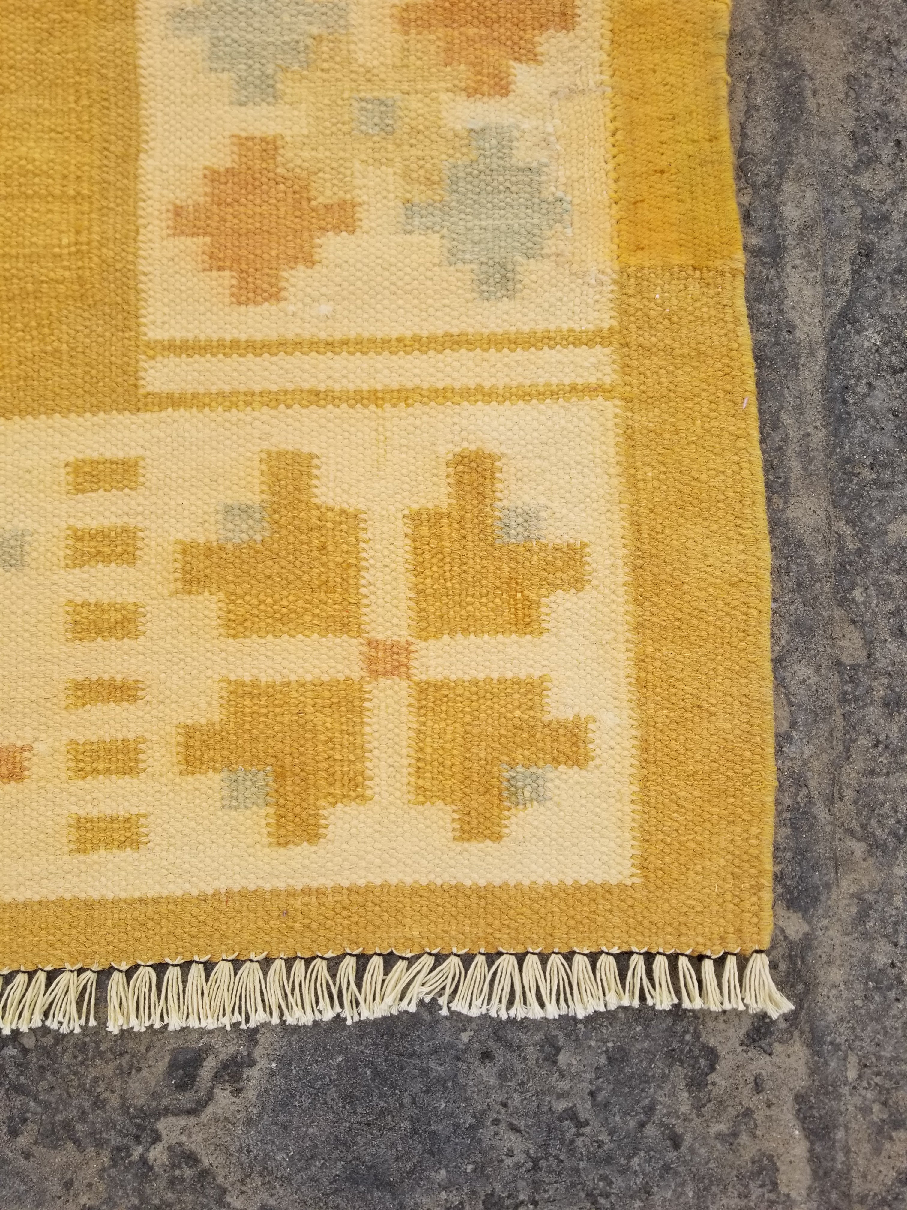 Vintage Traditional Handmade Scandinavian Wool Multicolor Kilim 224x170cm