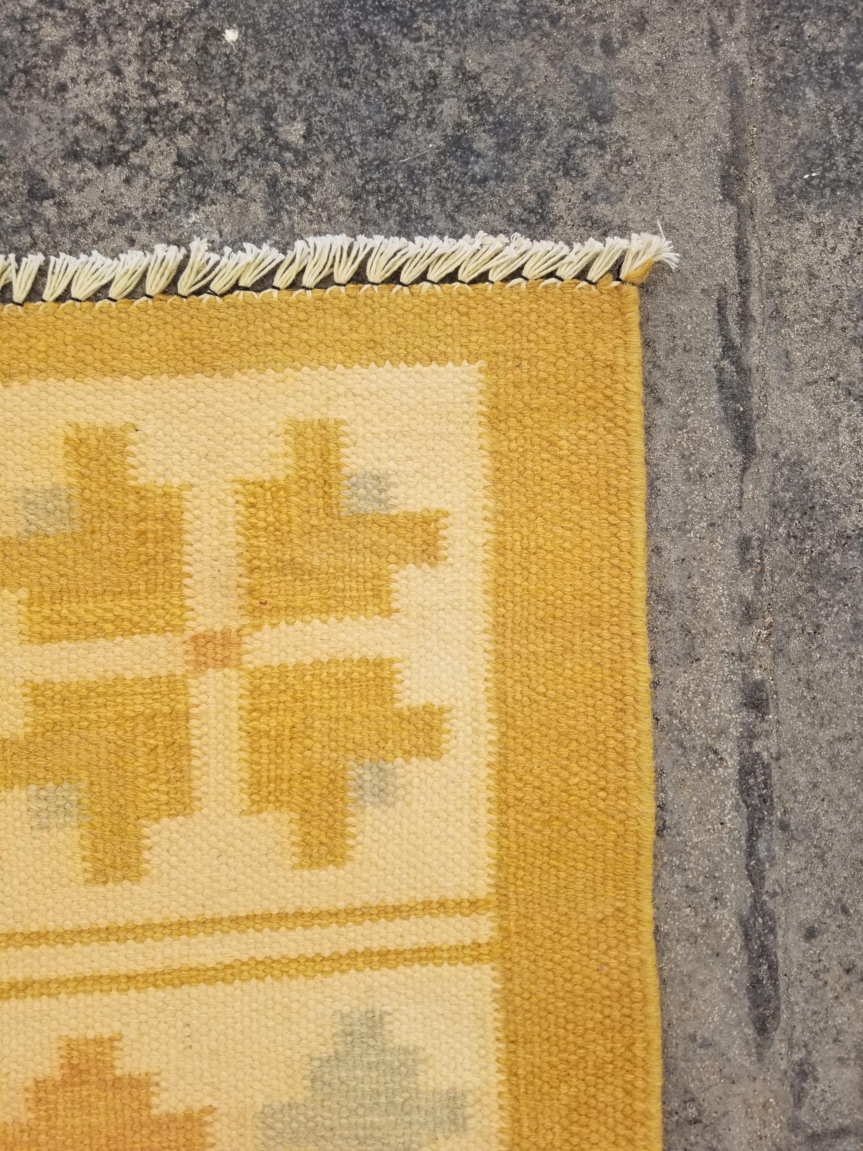 Vintage Traditional Handmade Scandinavian Wool Multicolor Kilim 224x170cm