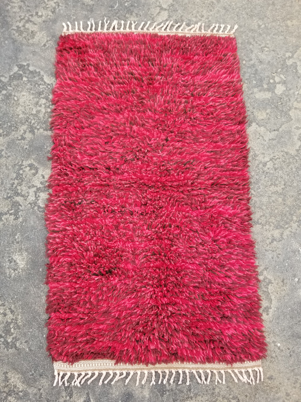 Vintage Traditional Handmade Turkish Wool Red Tulu Rug 173x53cm