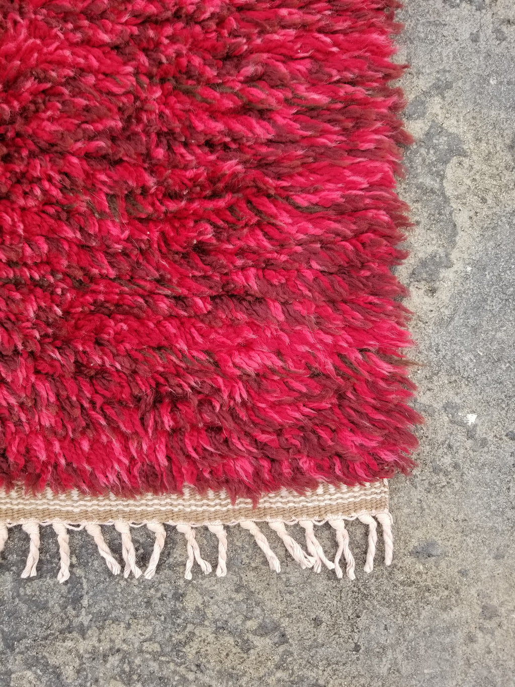 Vintage Traditional Handmade Turkish Wool Red Tulu Rug 173x53cm