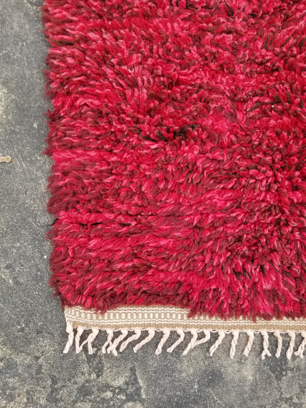 Vintage Traditional Handmade Turkish Wool Red Tulu Rug 173x53cm