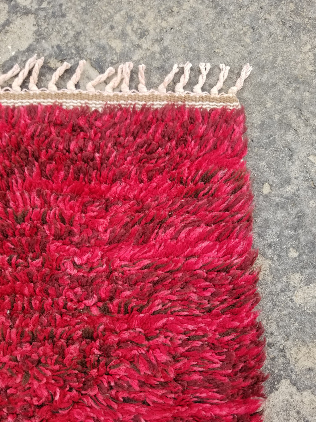 Vintage Traditional Handmade Turkish Wool Red Tulu Rug 173x53cm