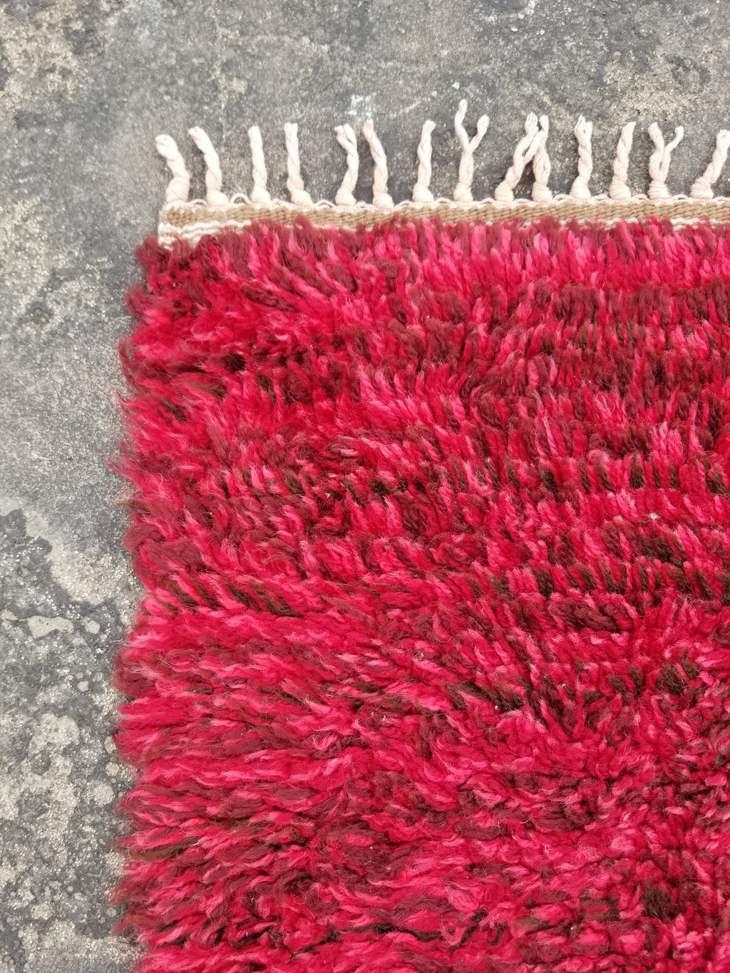 Vintage Traditional Handmade Turkish Wool Red Tulu Rug 173x53cm