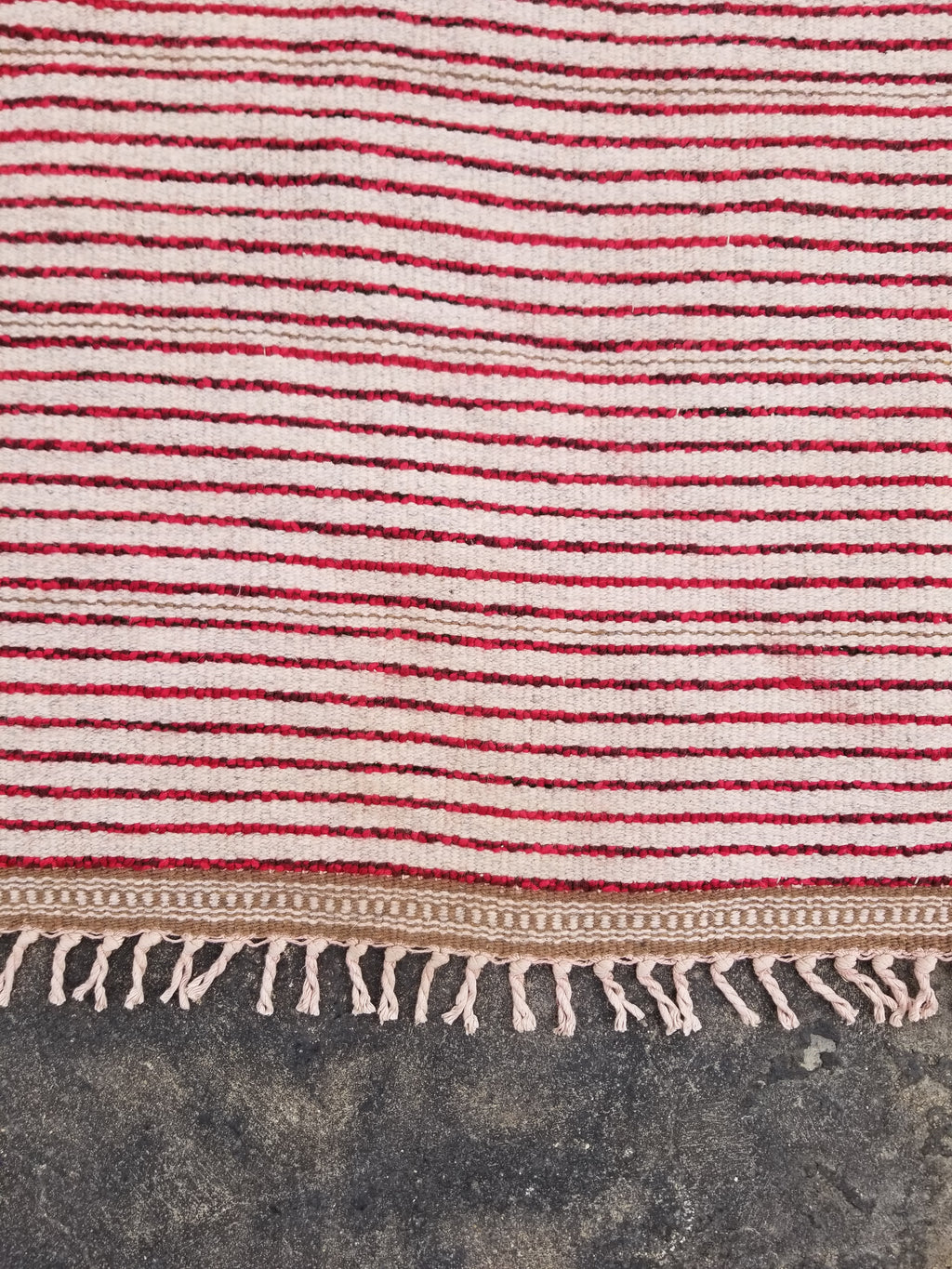 Vintage Traditional Handmade Turkish Wool Red Tulu Rug 173x53cm