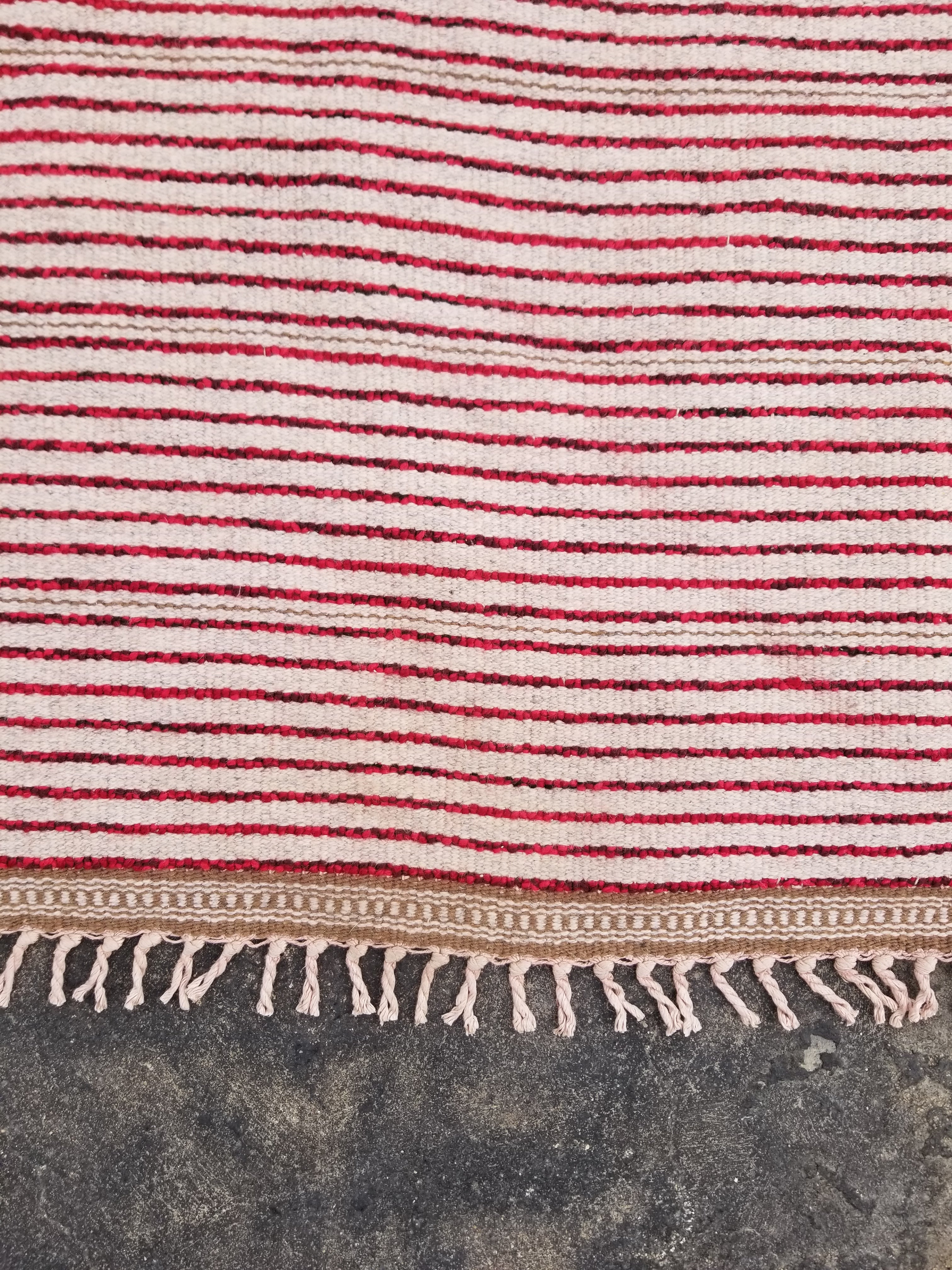 Vintage Traditional Handmade Turkish Wool Red Tulu Rug 173x53cm