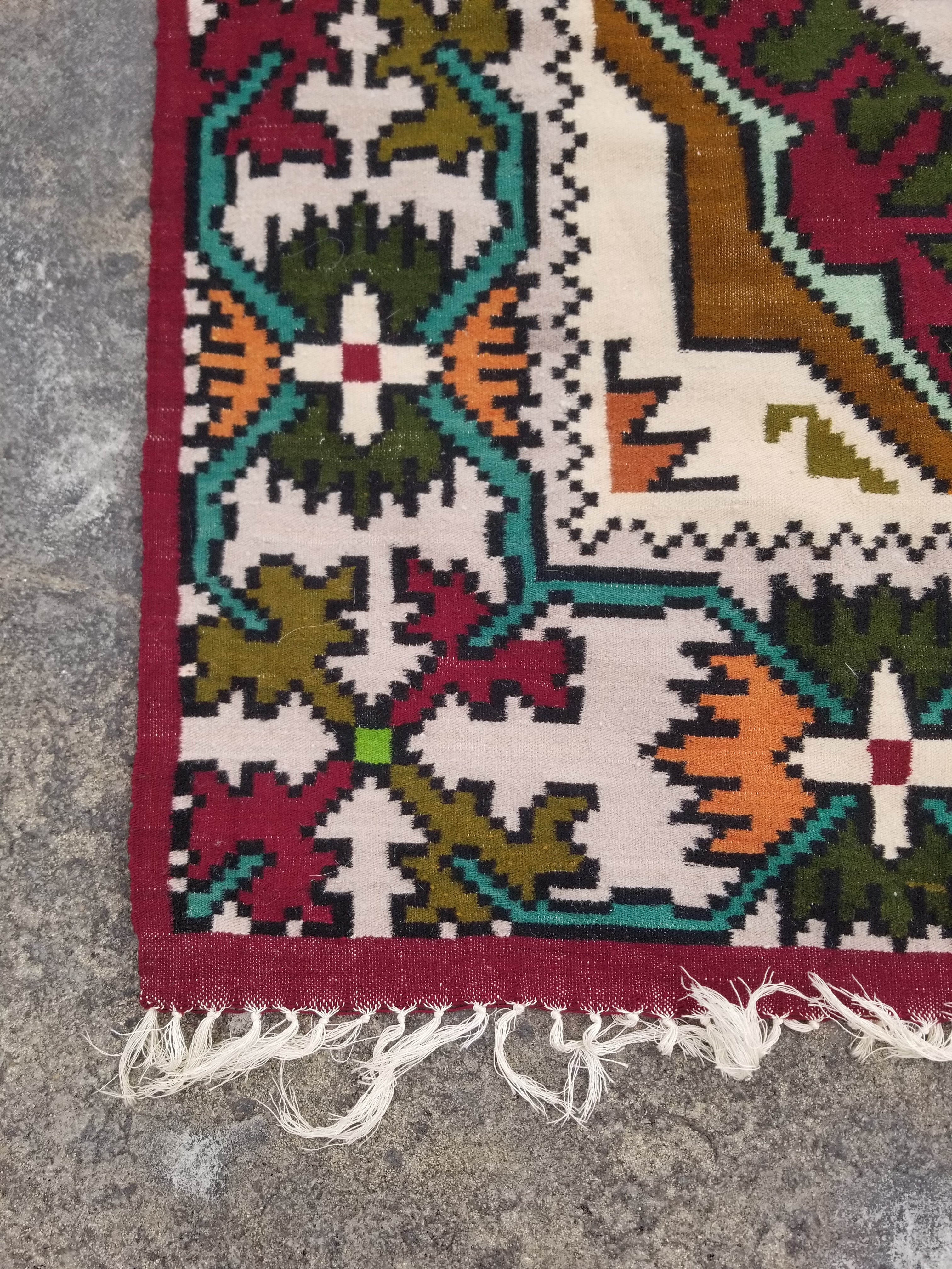 Vintage Traditional Handmade Caucasian Style Wool Multicolor Kilim 203x170cm