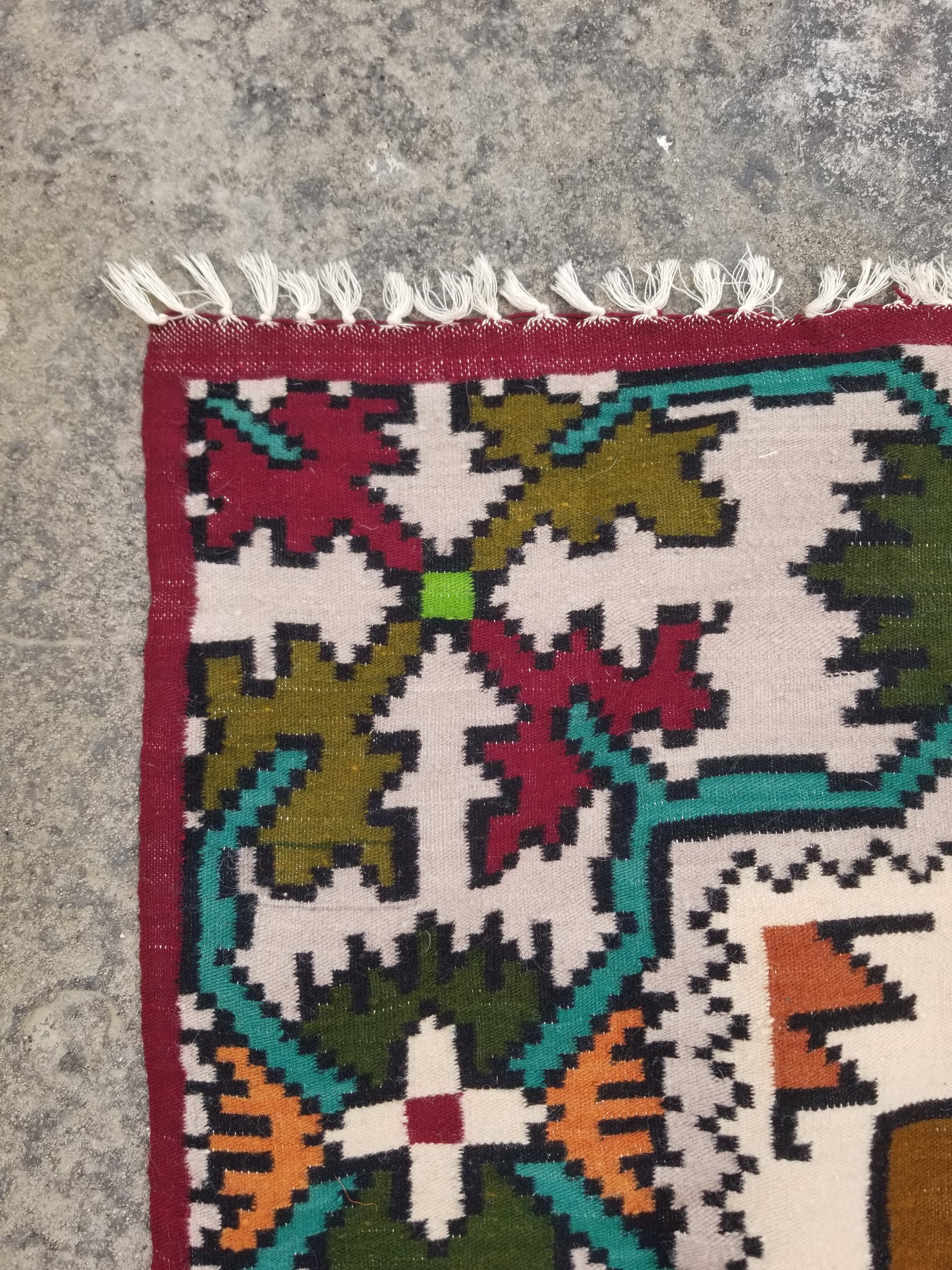 Vintage Traditional Handmade Caucasian Style Wool Multicolor Kilim 203x170cm