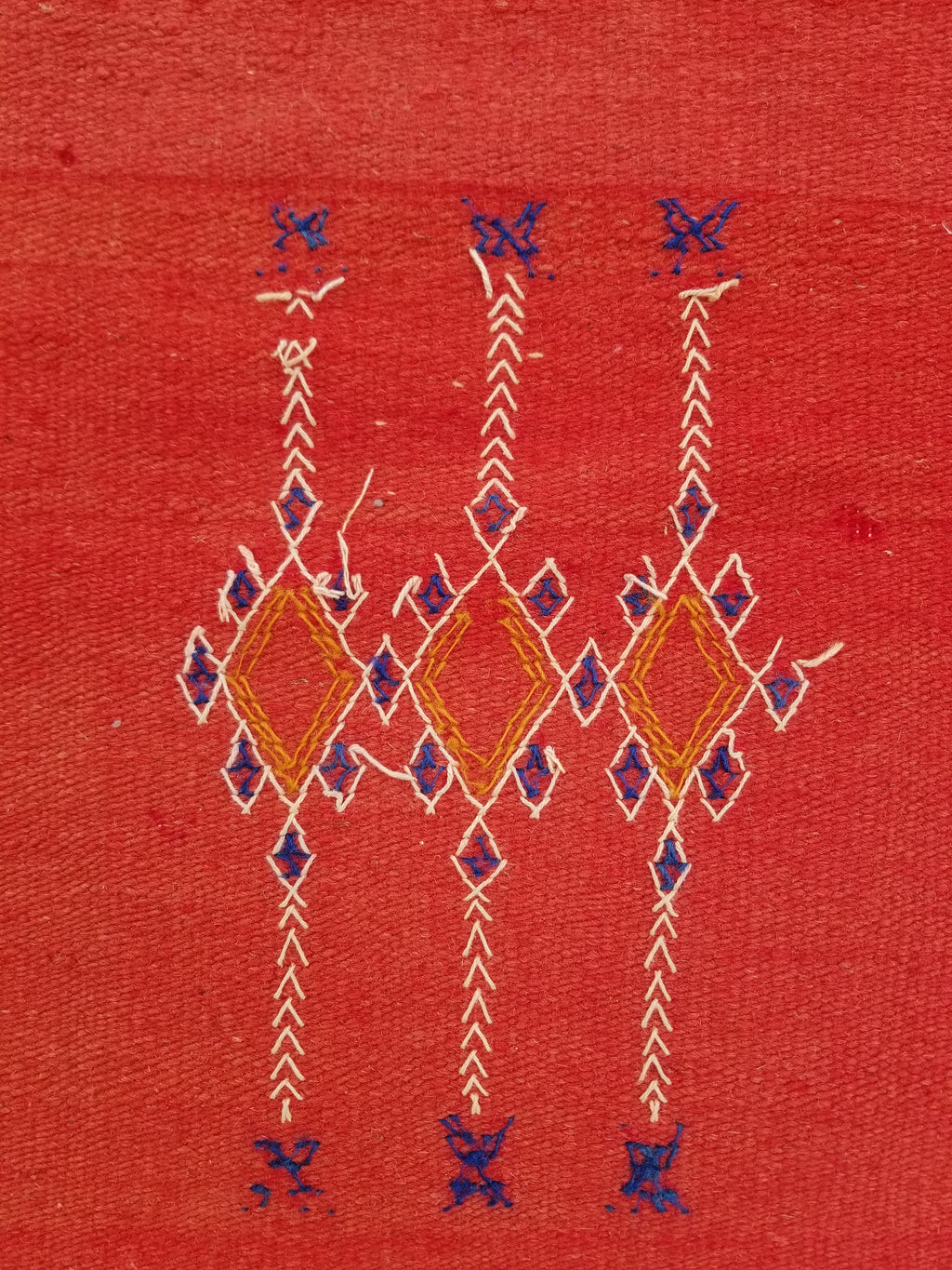 Vintage Traditional Handwoven Moroccan Wool Orange Kilim 132x94cm