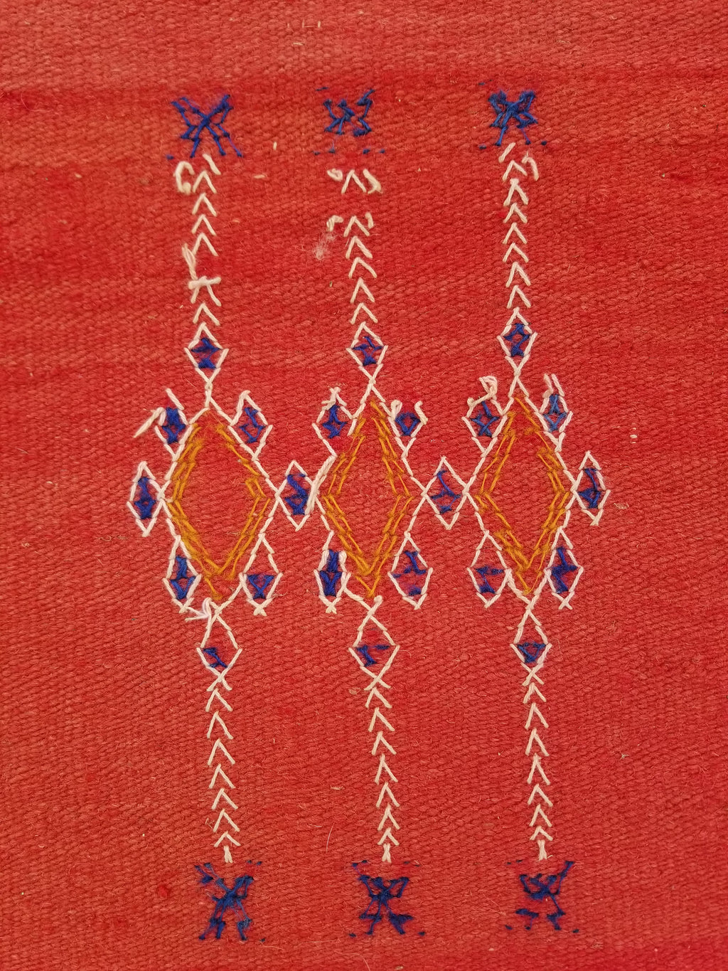 Vintage Traditional Handwoven Moroccan Wool Orange Kilim 132x94cm